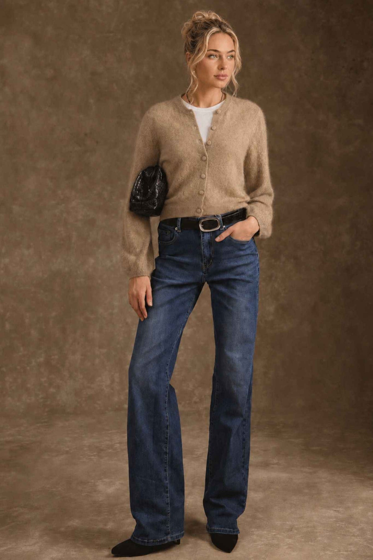 Ivy Brush Cashmere Lantern Sleeve Cardigan