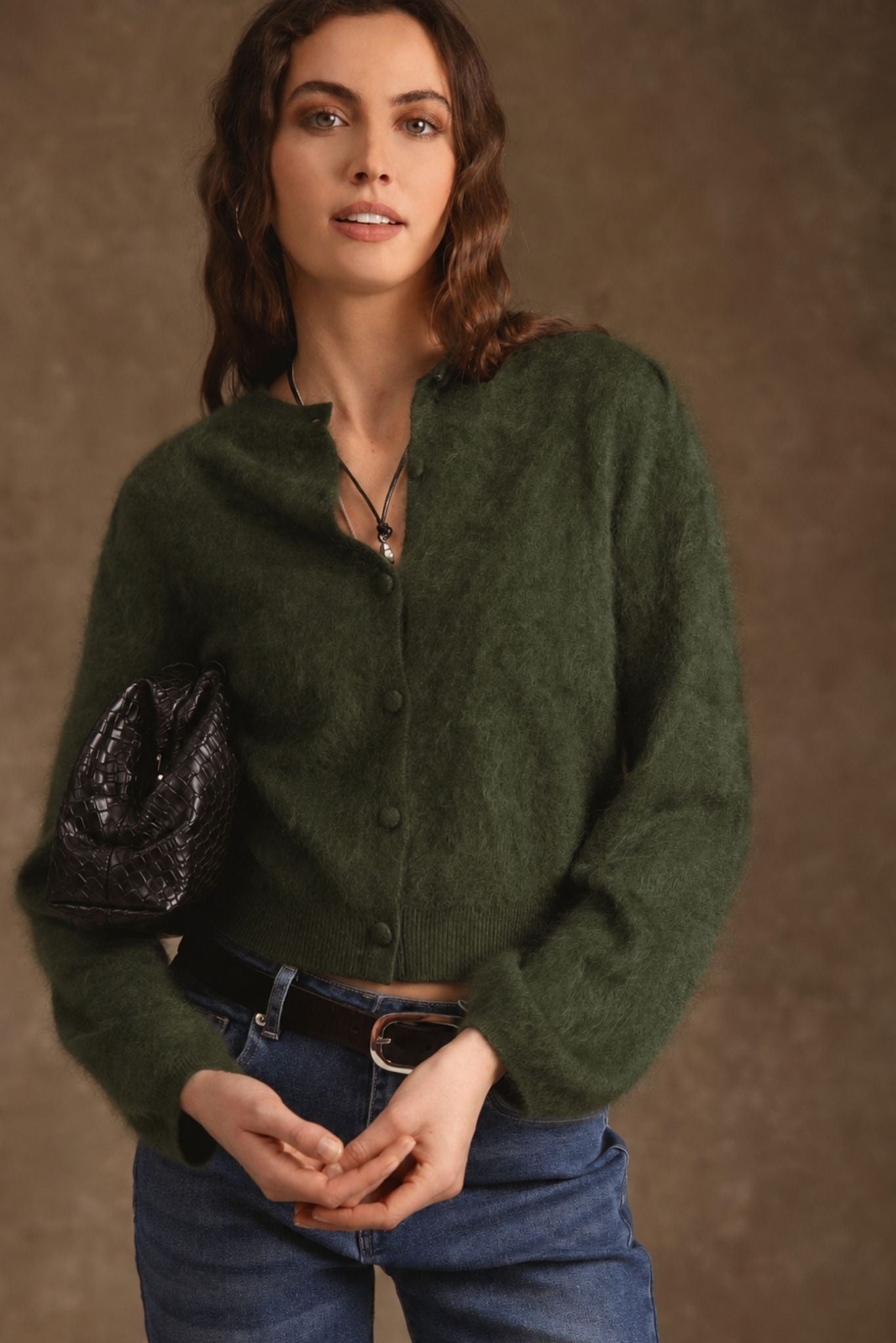 Ivy Brush Cashmere Lantern Sleeve Cardigan