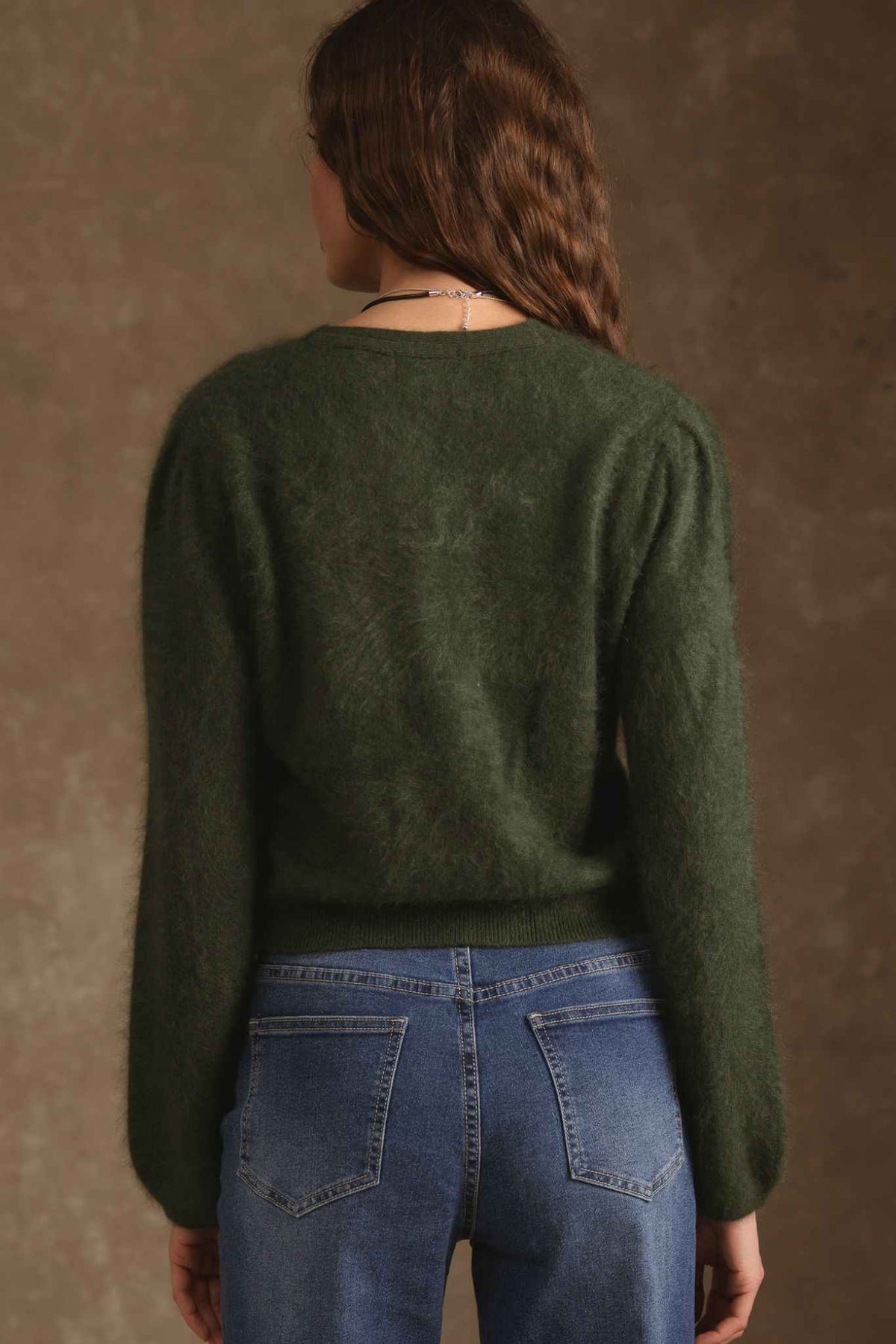 Ivy Brush Cashmere Lantern Sleeve Cardigan