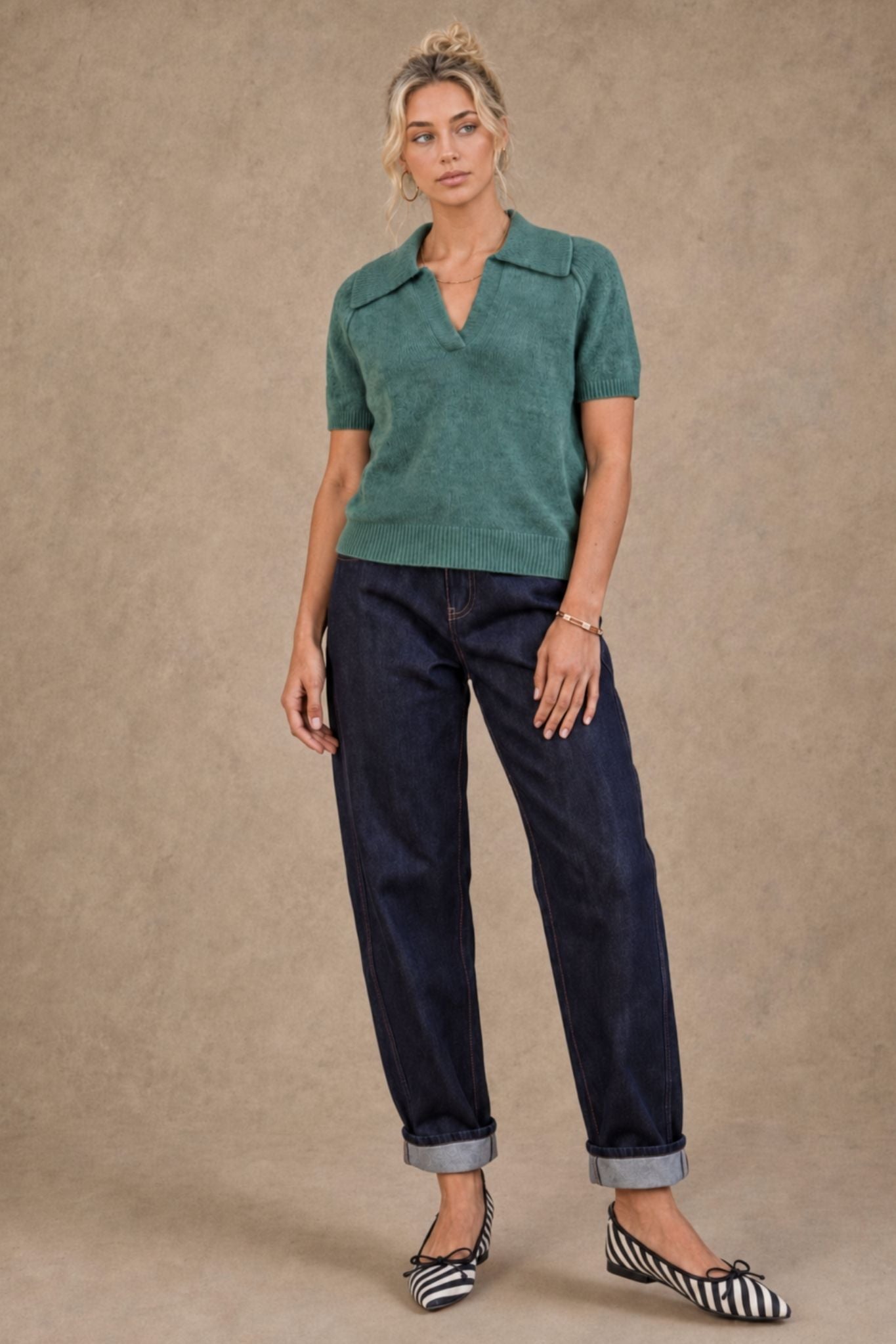 Jordana Cashmere Short Sleeve Polo
