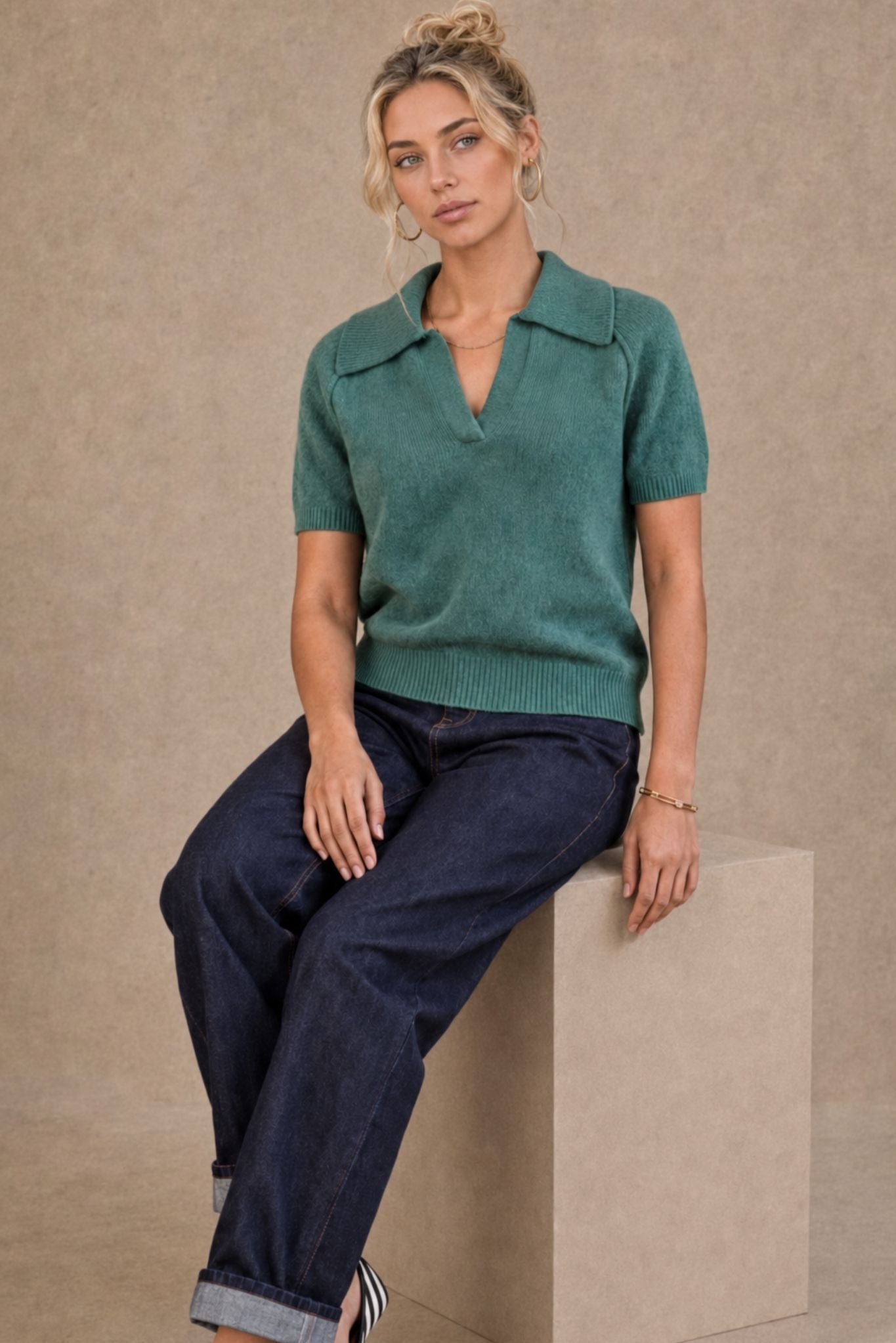 Jordana Cashmere Short Sleeve Polo