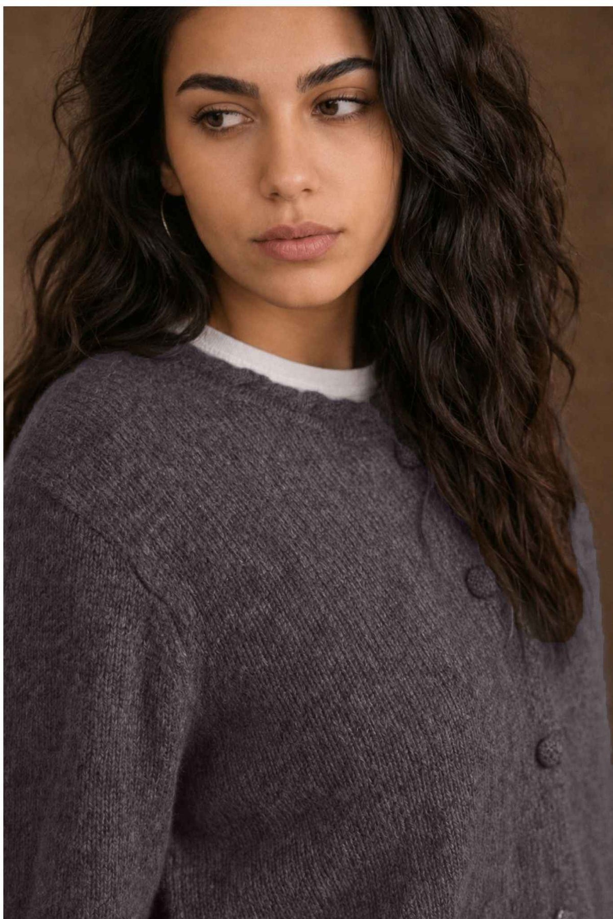 Wynn Cashmere Cable Crew Neck Cardigan