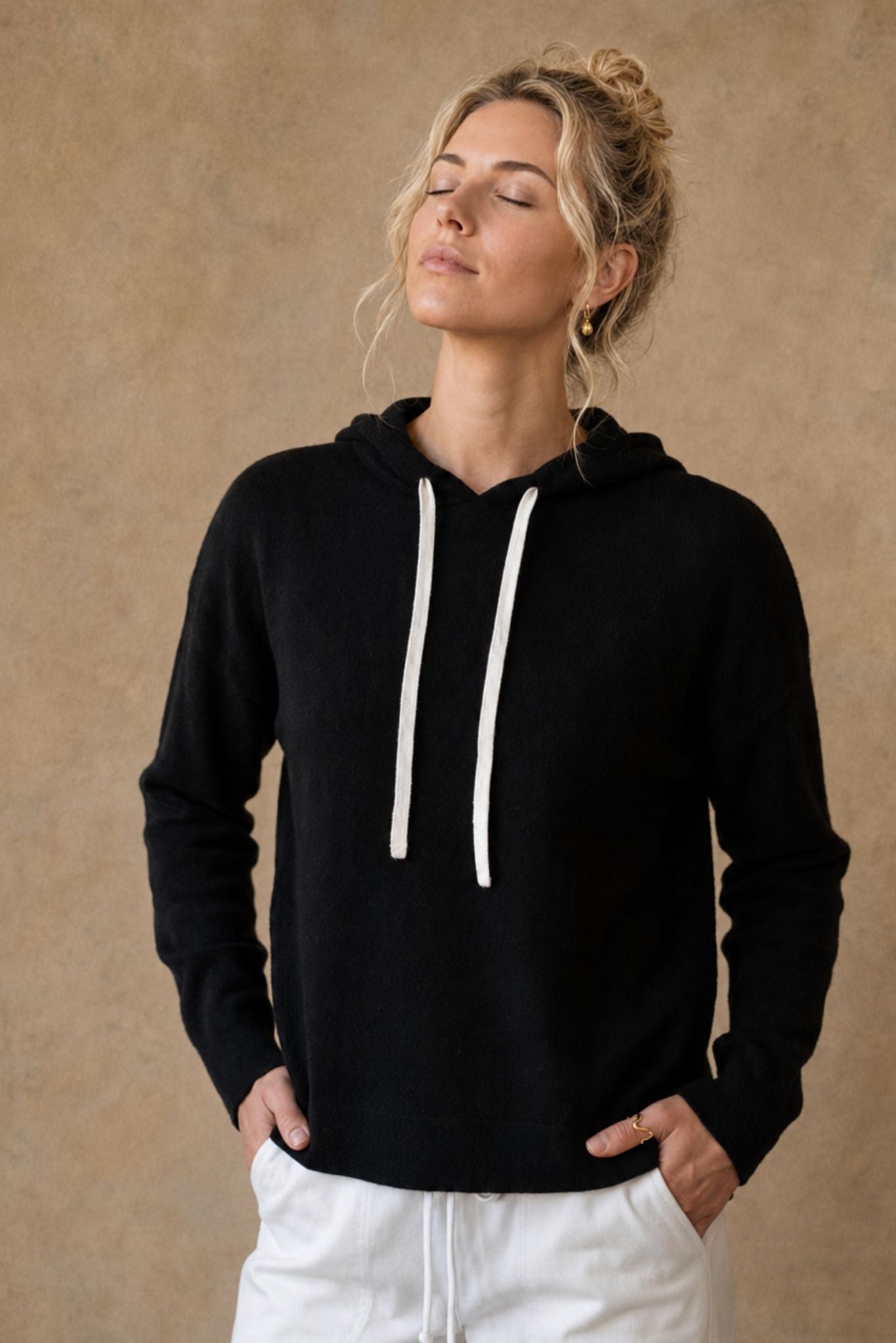 Reva Cashmere Contrast Heart Pullover Hoodie