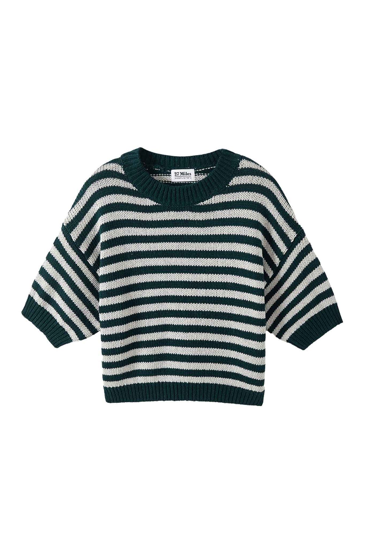 Zella Cotton Cashmere Striped Short Sleeve Pullover