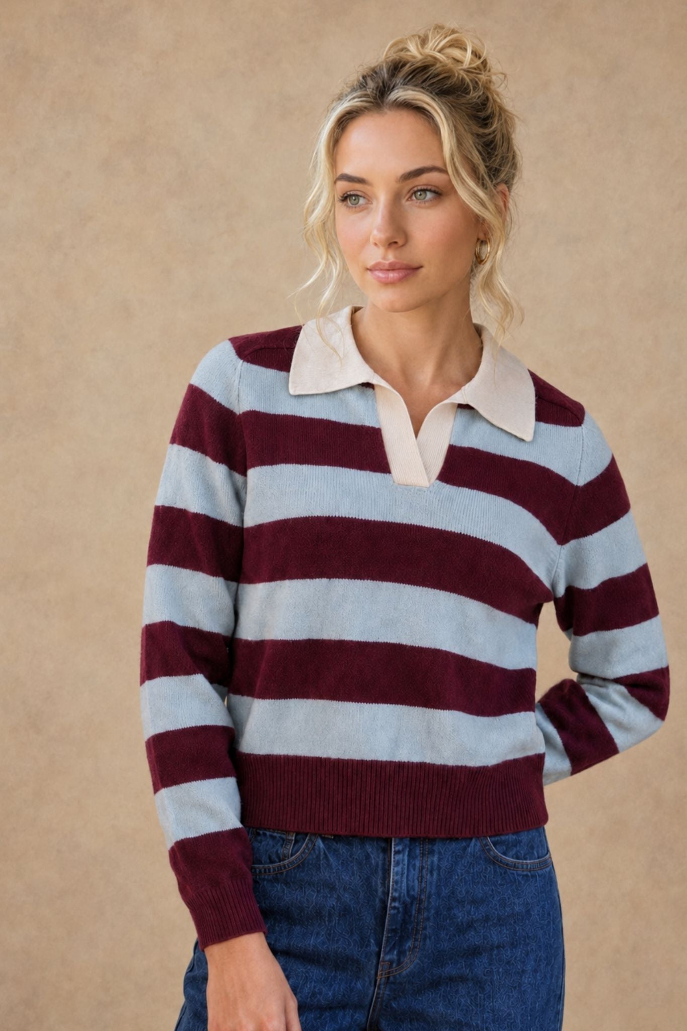 Maxine Cashmere Striped Polo