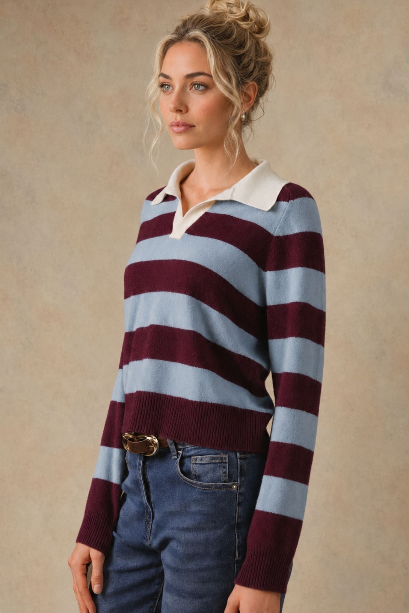 Maxine Cashmere Striped Polo