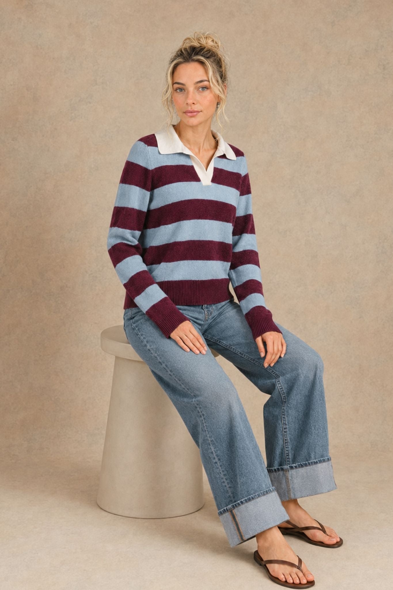 Maxine Cashmere Striped Polo