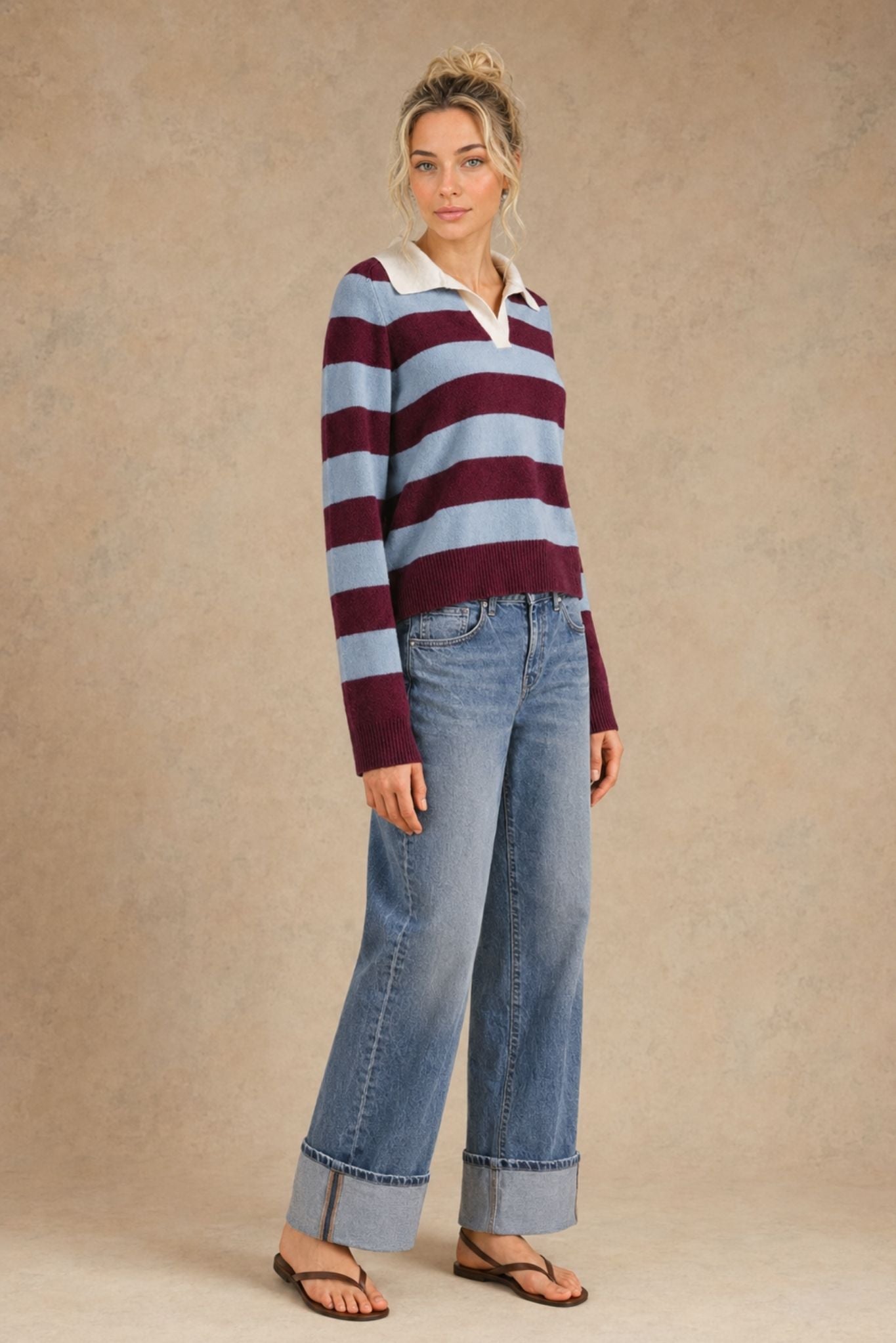 Maxine Cashmere Striped Polo