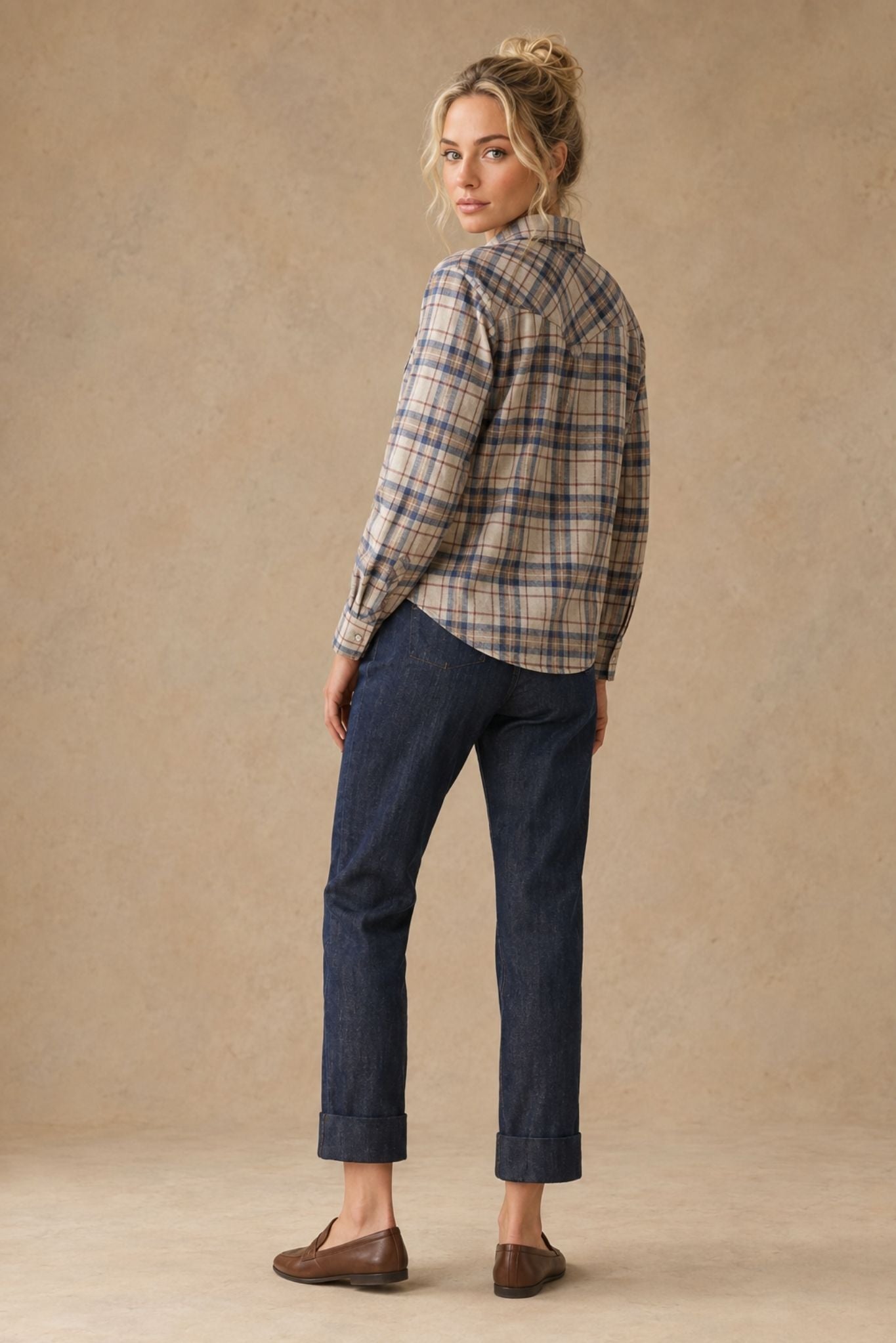 Jodi Cotton / Hemp Silk Cotton Tapered Cuffed Denim Pant