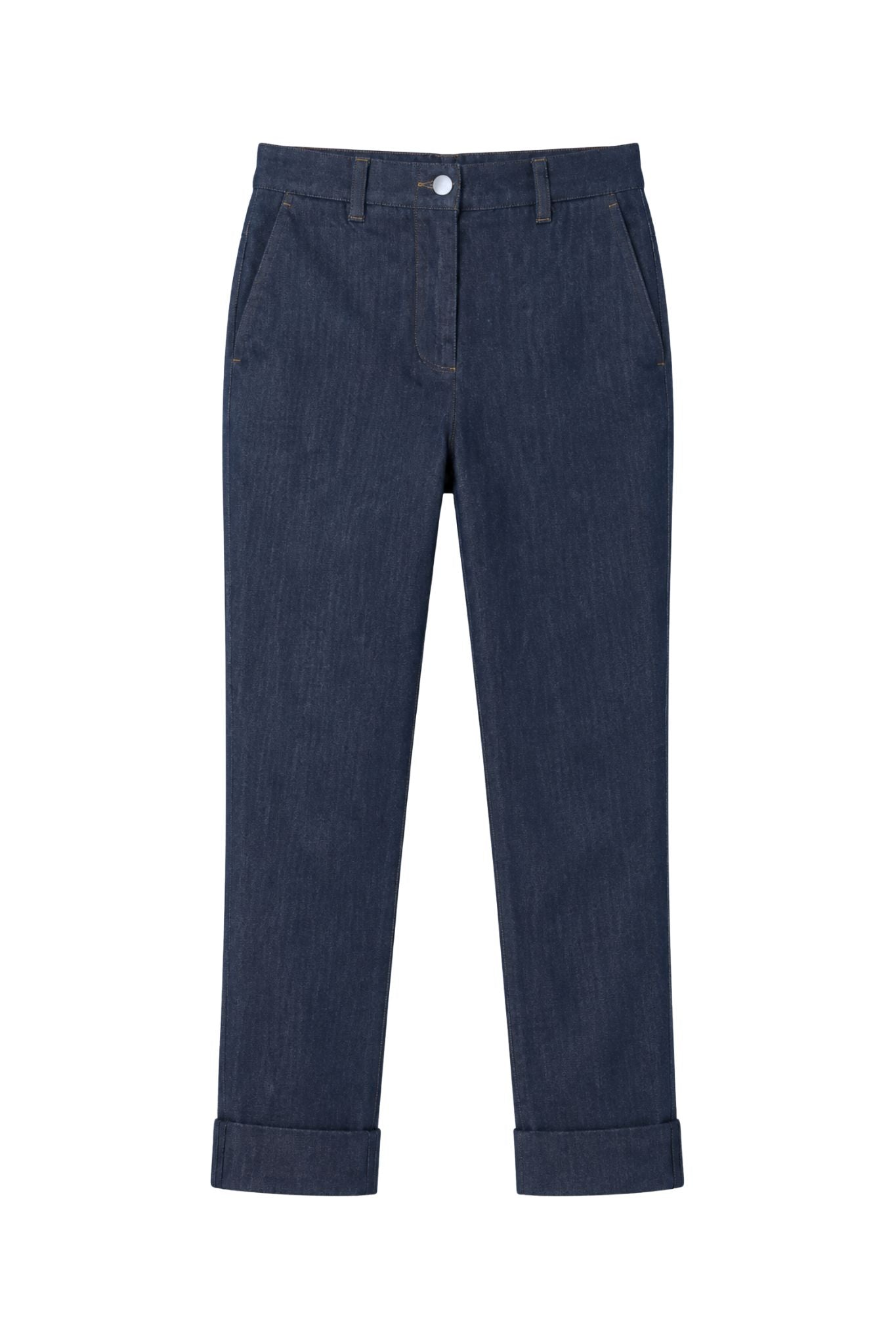 Jodi Cotton / Hemp Silk Cotton Tapered Cuffed Denim Pant