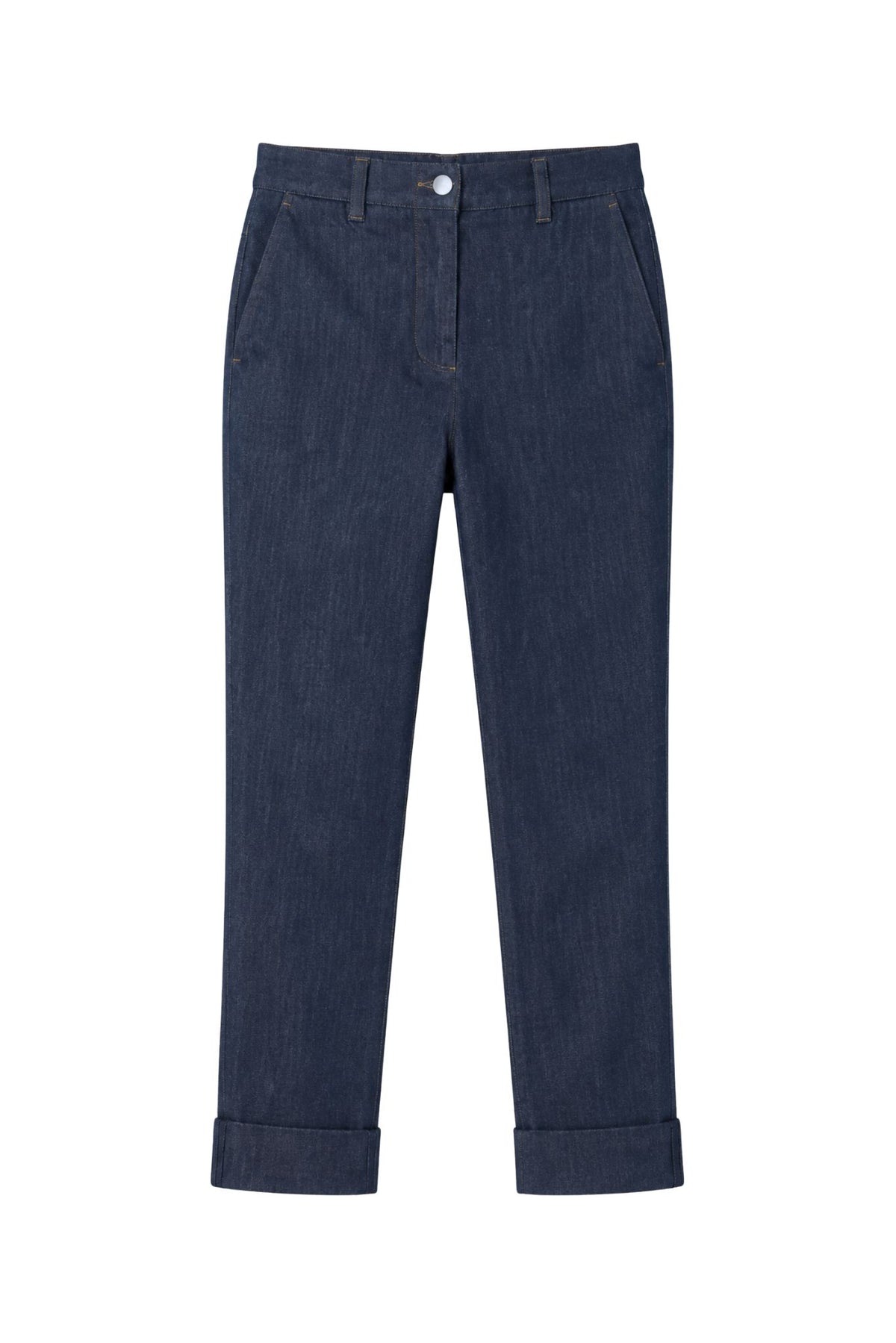 Jodi Cotton / Hemp Silk Cotton Tapered Cuffed Denim Pant
