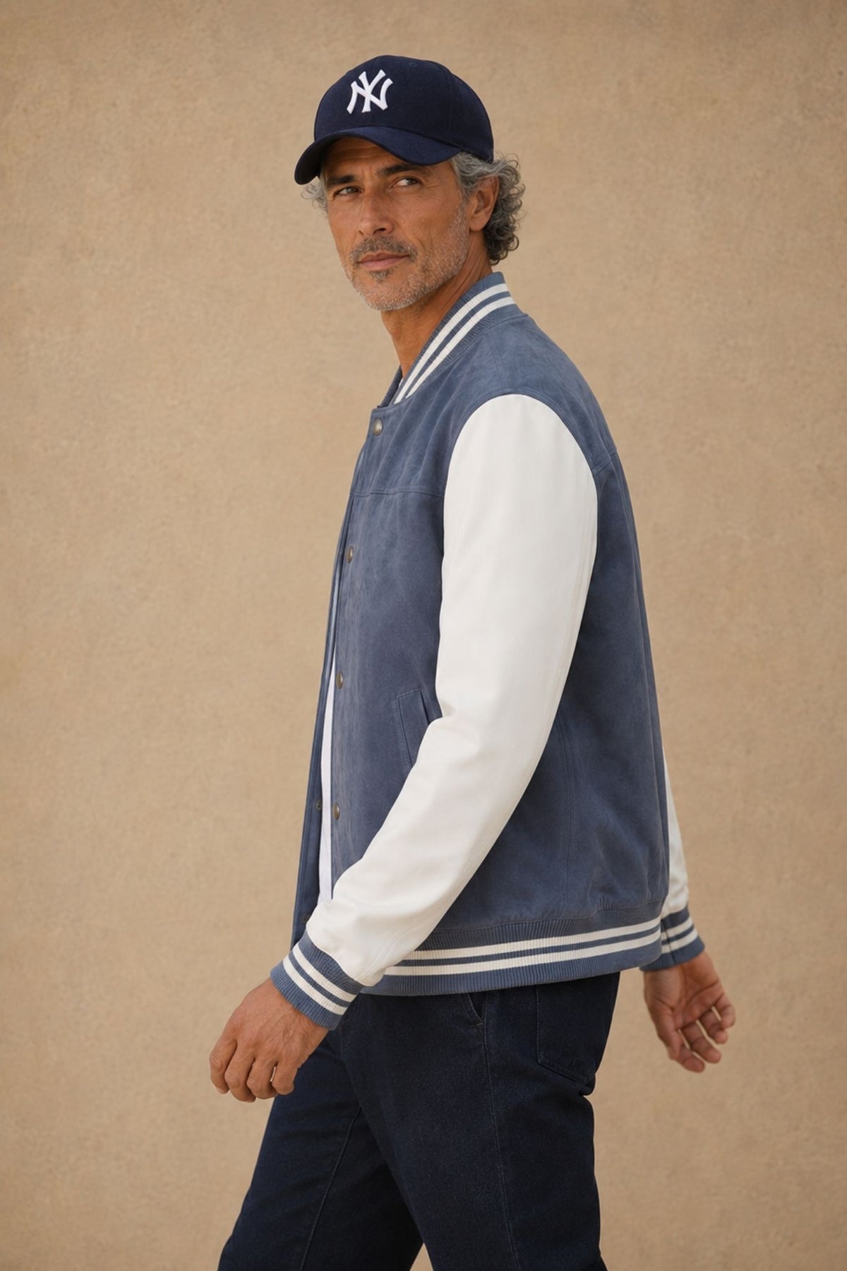 Carlo Men's Suede Varsity Bomber Jacket