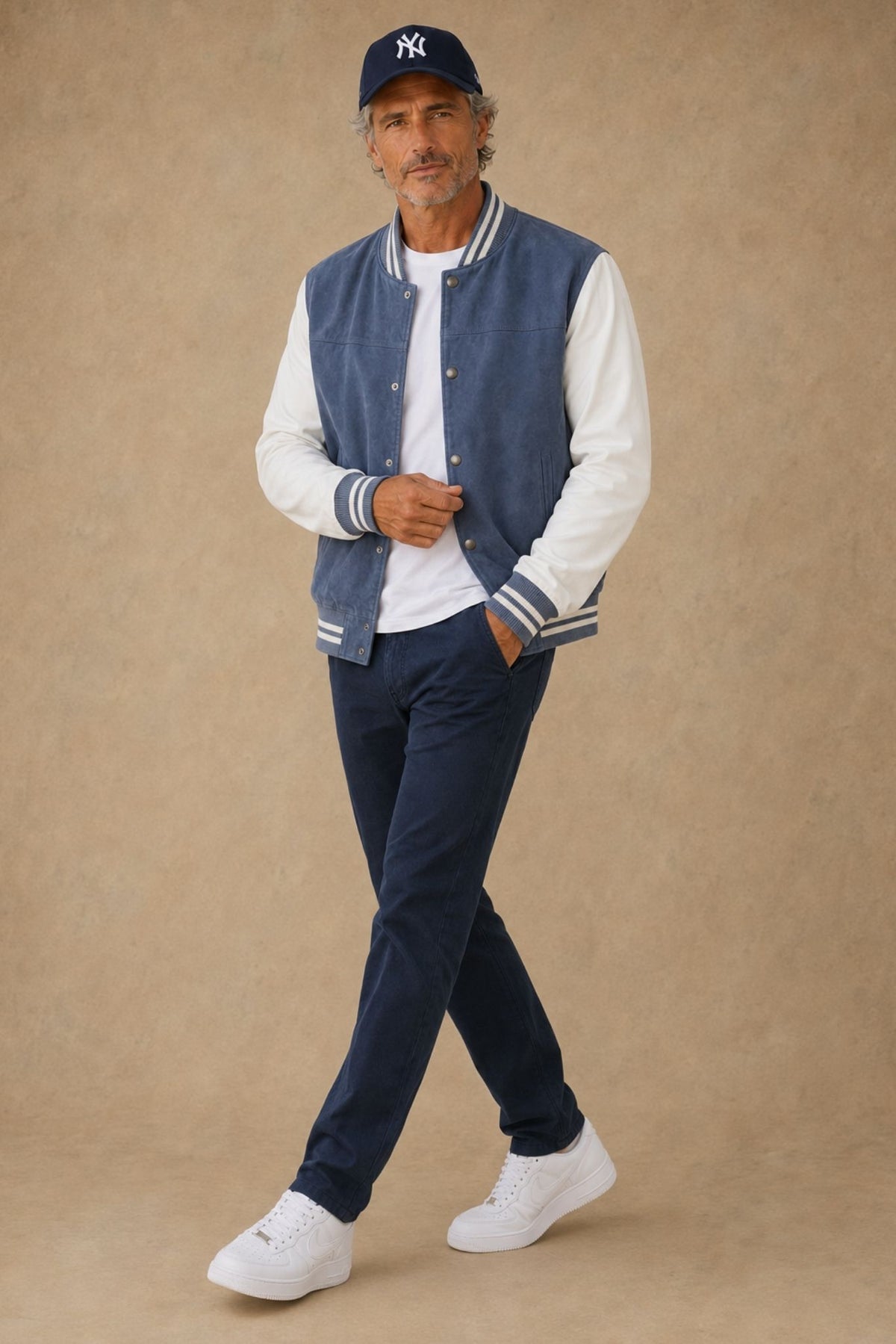 Carlo Men's Suede Varsity Bomber Jacket