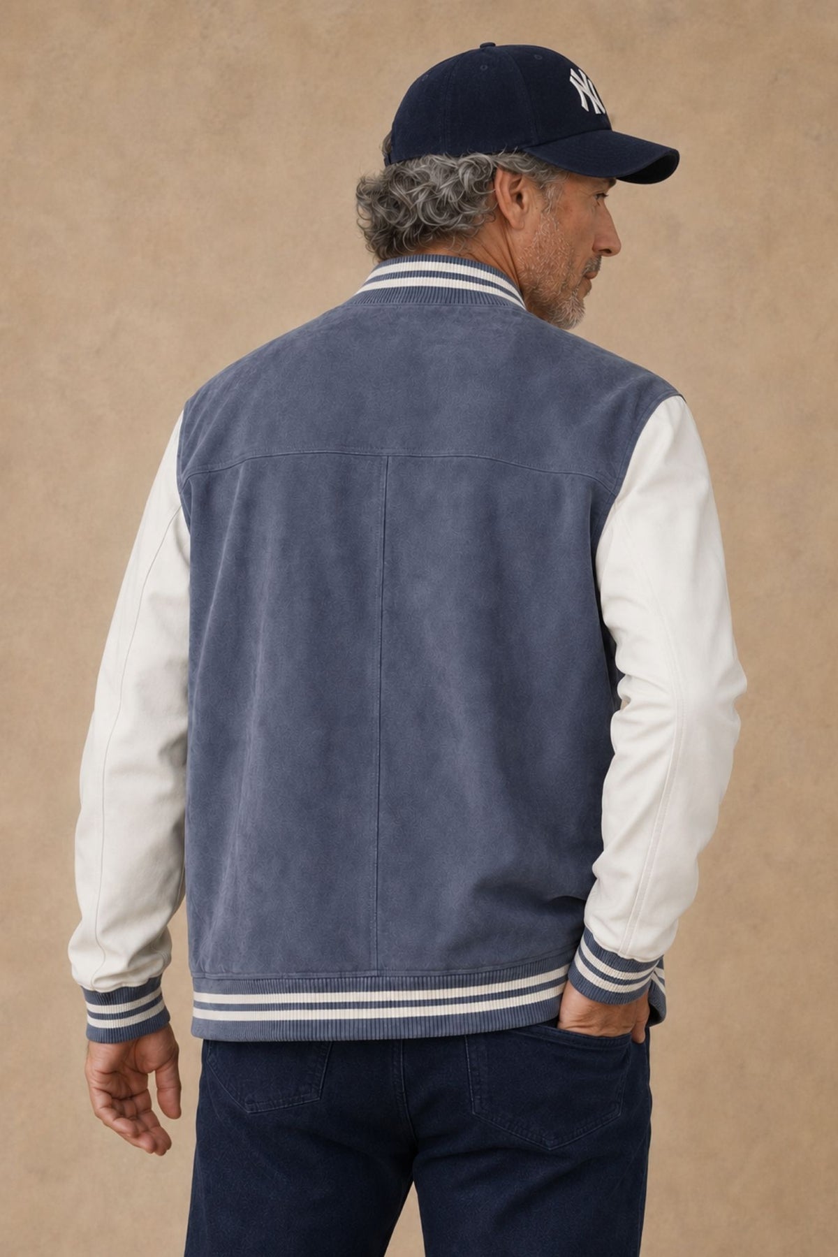 Carlo Men's Suede Varsity Bomber Jacket
