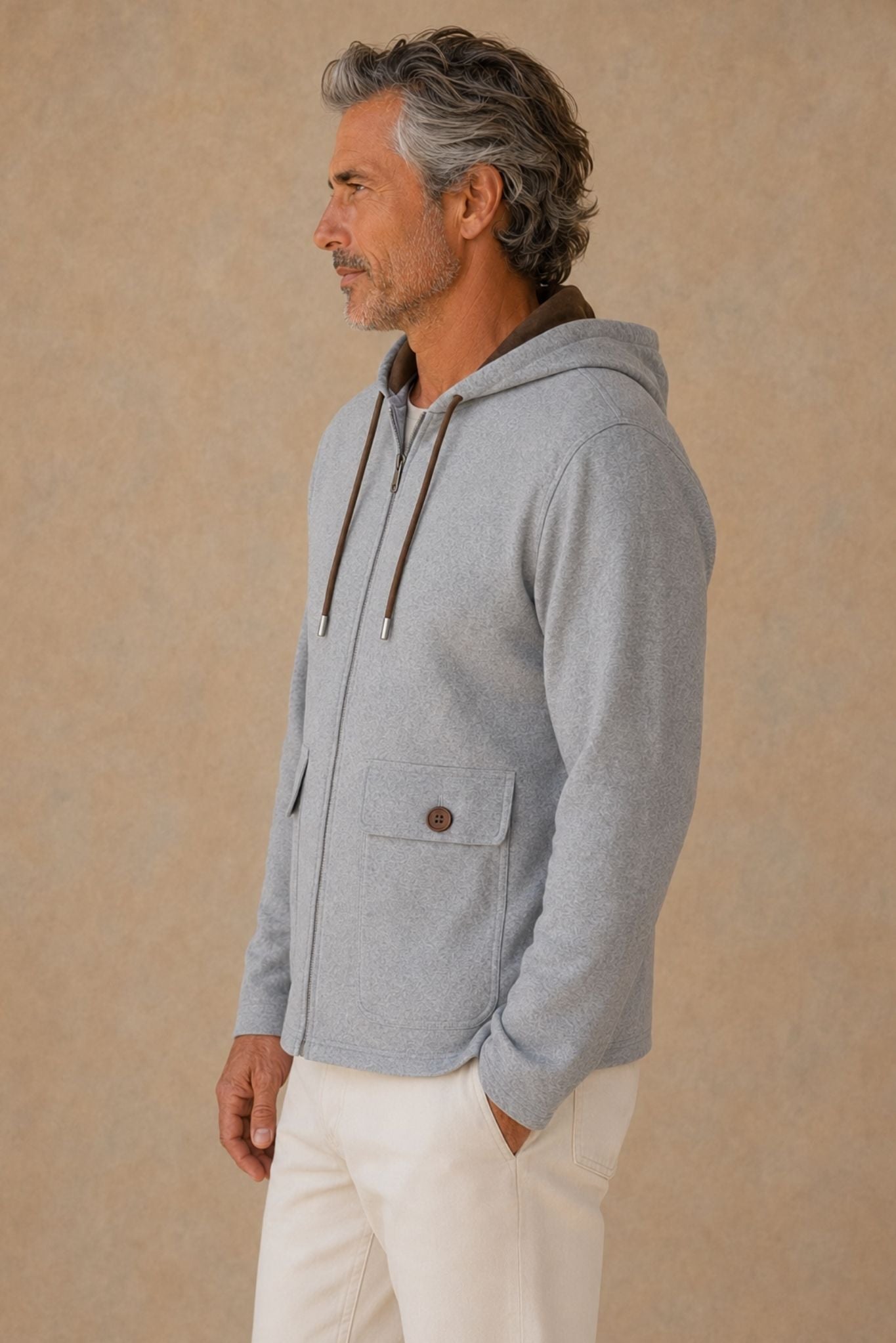Motti Men's Reversible Suede/Wool Hoodie Jackiet