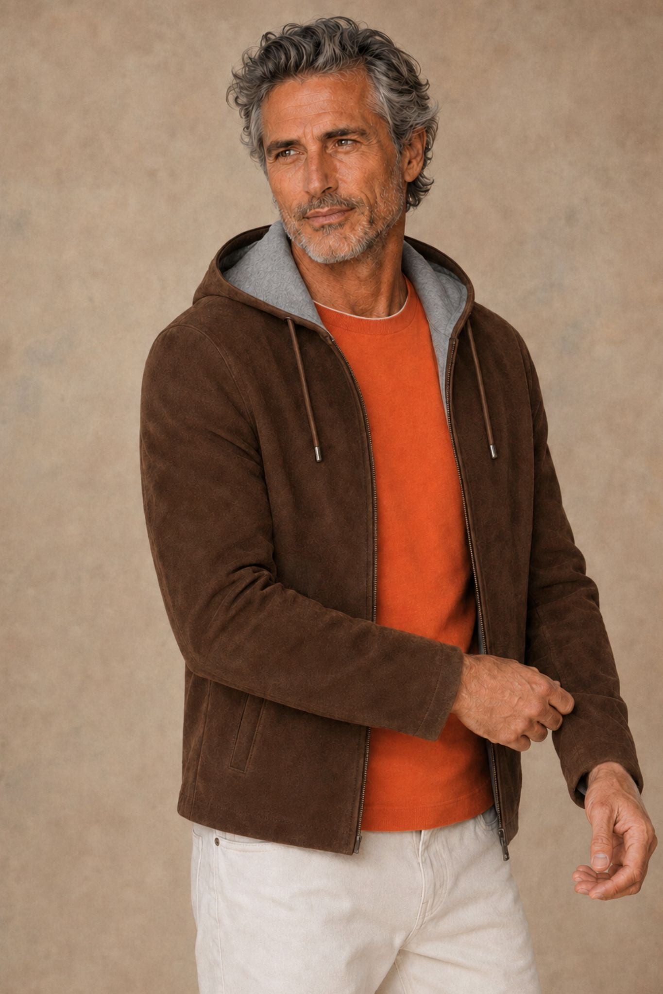 Motti Men's Reversible Suede/Wool Hoodie Jackiet