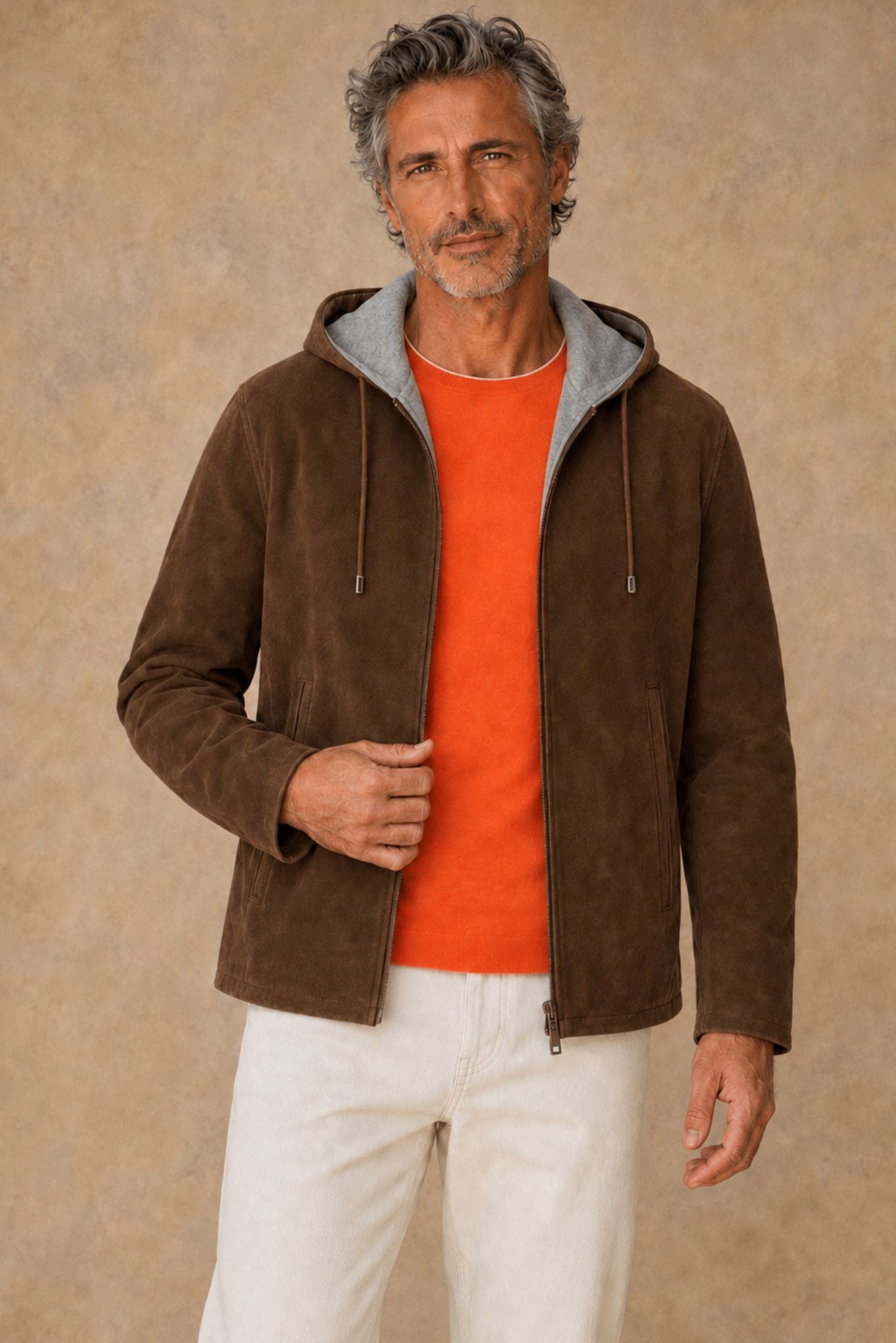 Motti Men's Reversible Suede/Wool Hoodie Jackiet