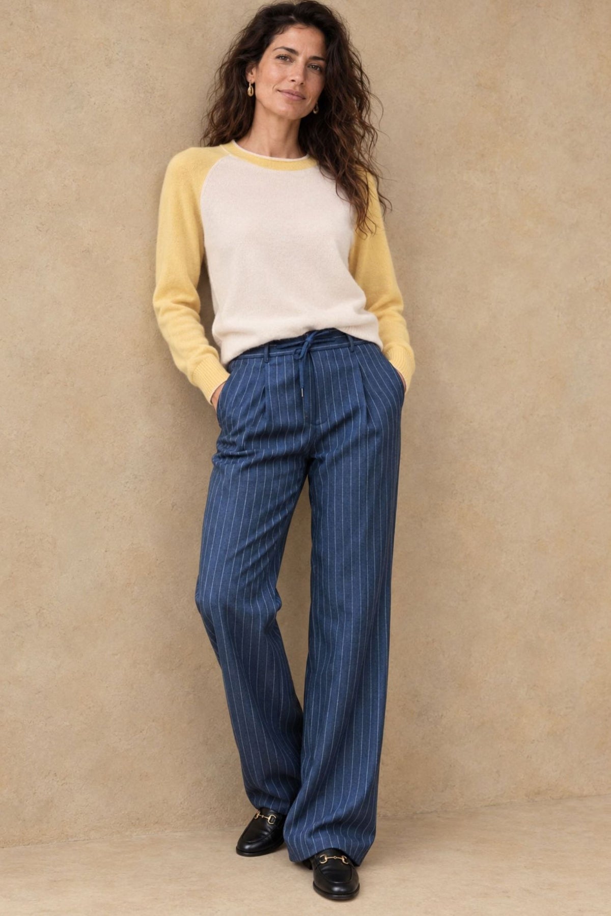 V-ALBERTA-2302 Vallorani Alberta Women's Wide Leg Pin Stripe Pant