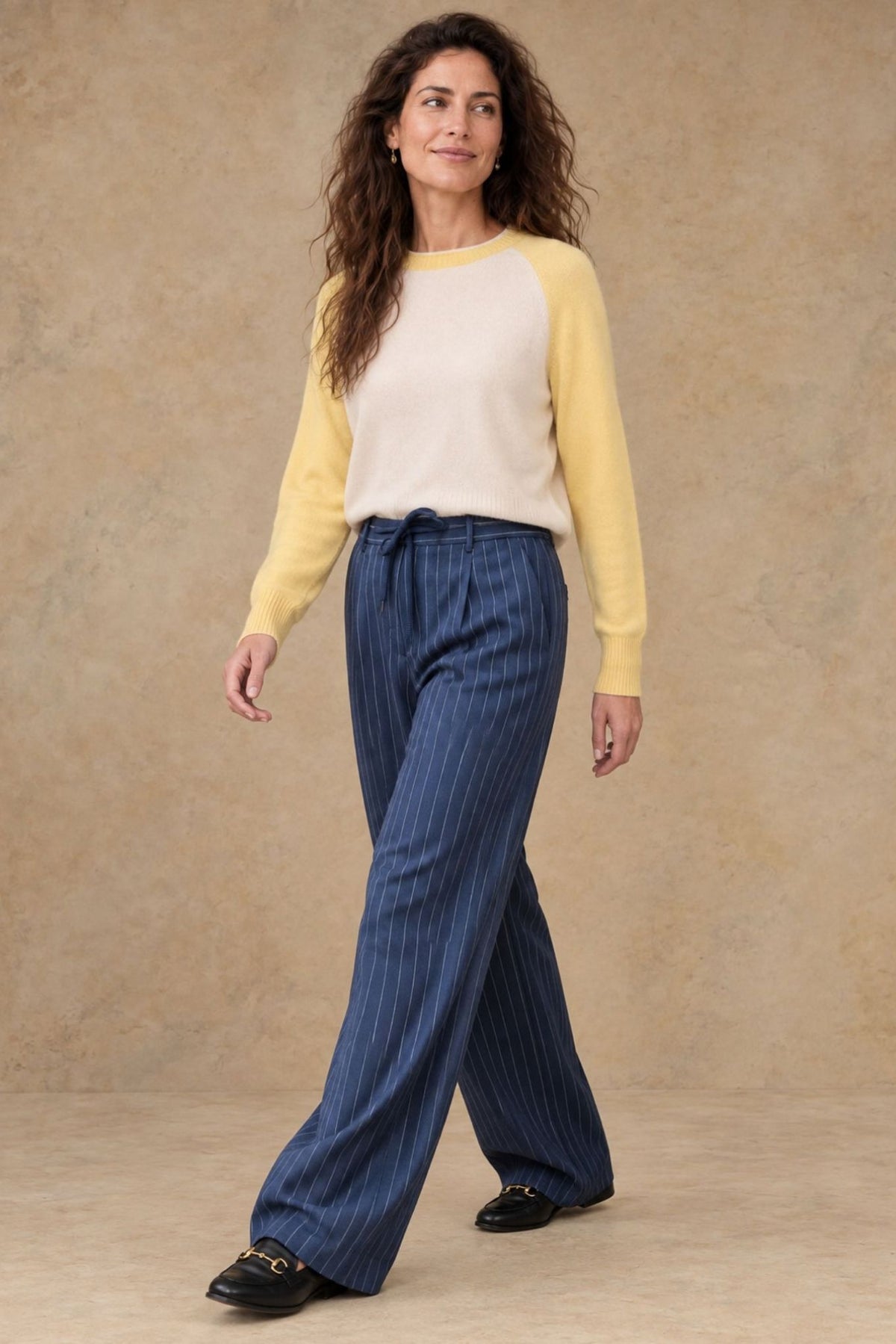 V-ALBERTA-2302 Vallorani Alberta Women's Wide Leg Pin Stripe Pant