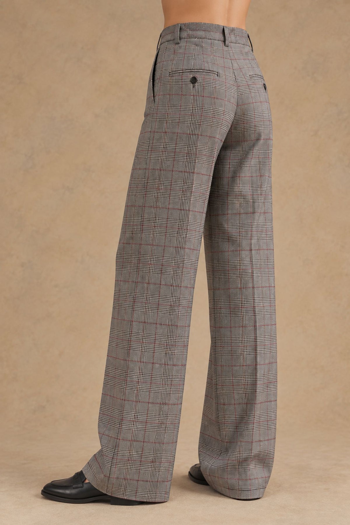 V-Alberta-12849 Vallorani Alberta Women's Wide Leg Plaid Pant