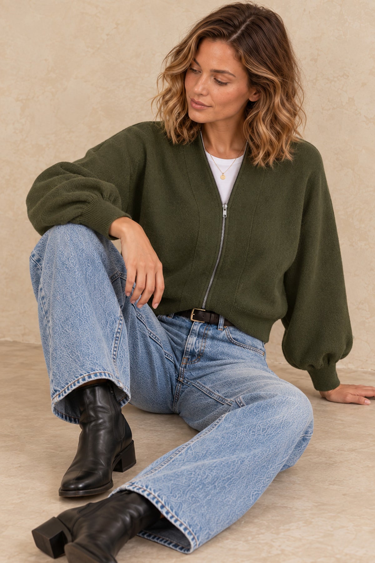 Gayle Cashmere Blend Zip Cardigan