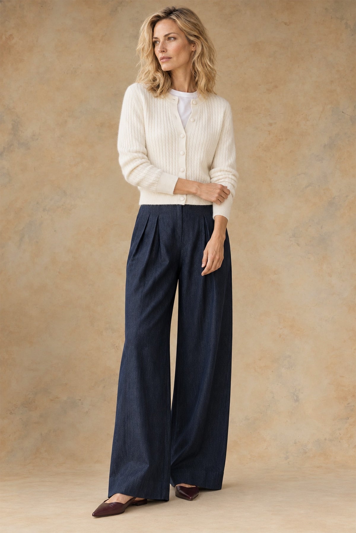 Hemp Cotton Pleated Wide Leg Pant