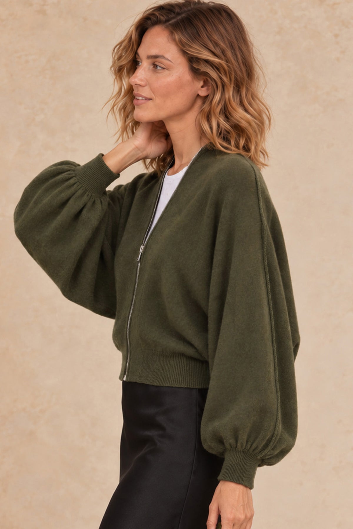 Gayle Cashmere Blend Zip Cardigan