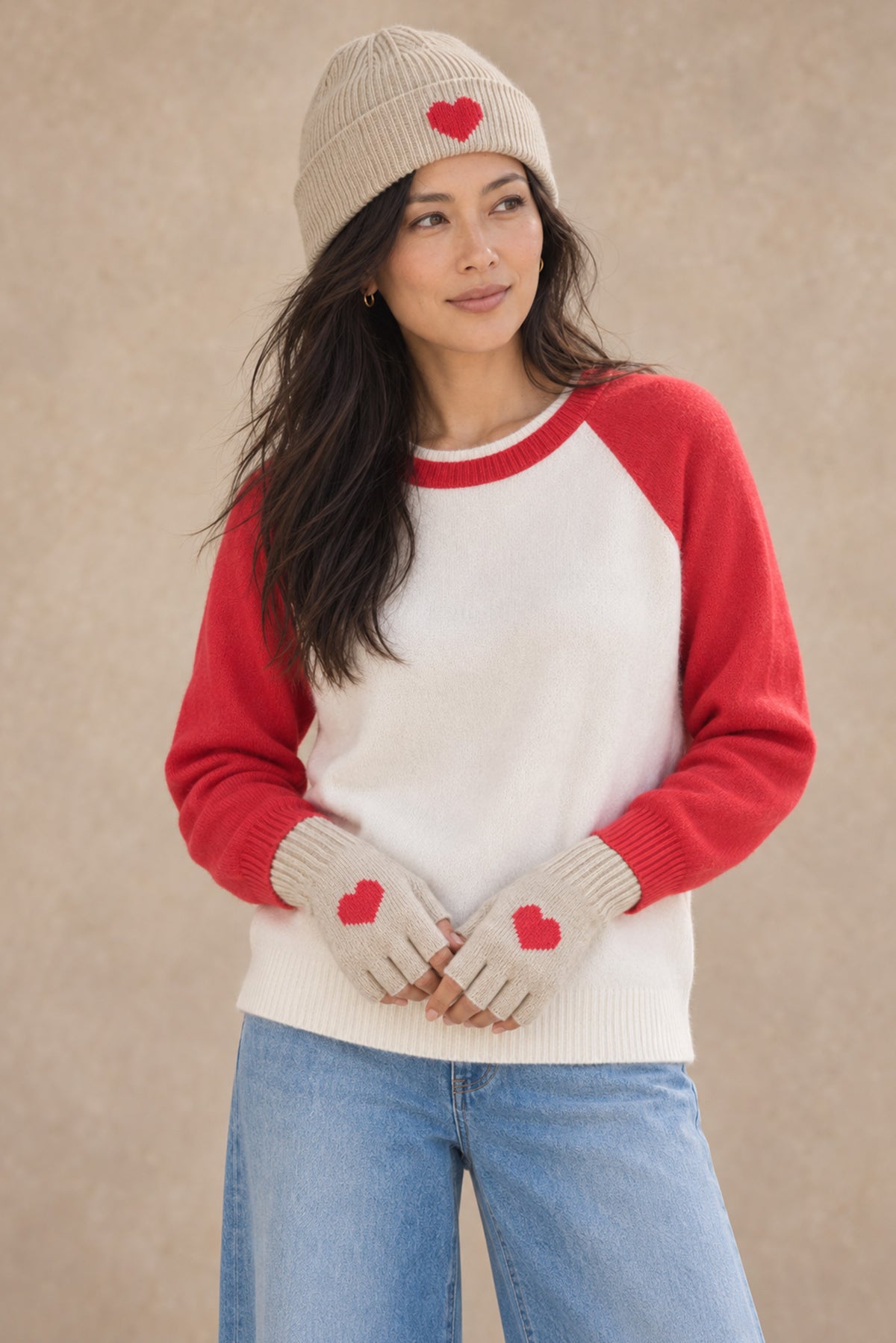 Scarlett Cashmere Heart Fingerless Gloves