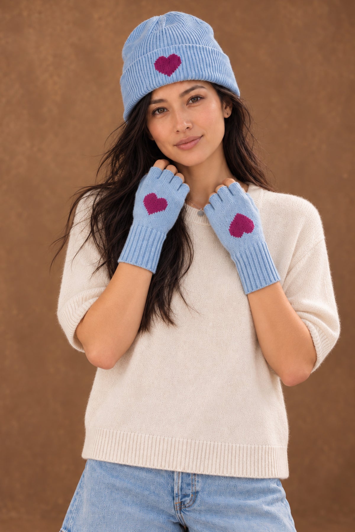 Scarlett Cashmere Heart Fingerless Gloves