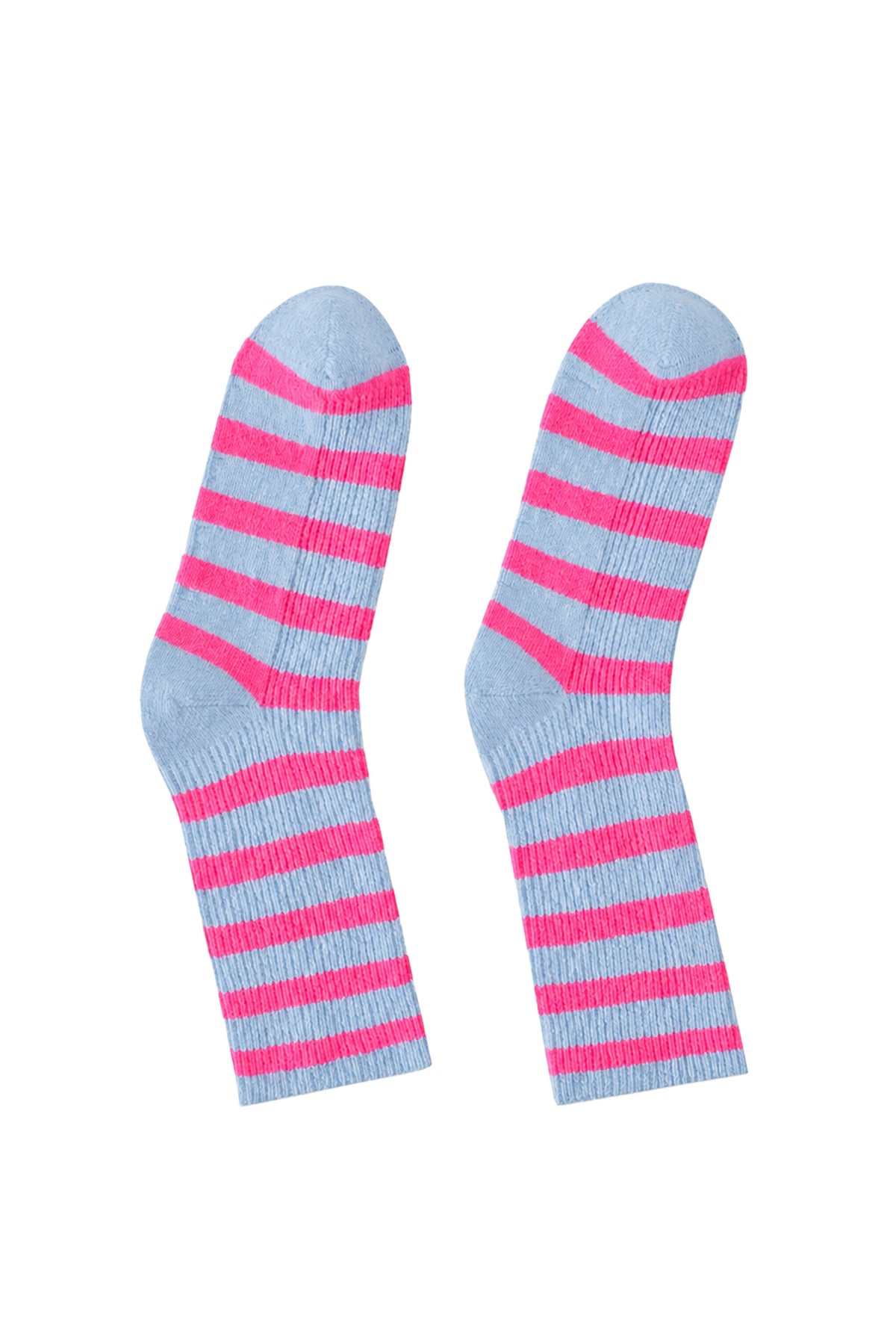 Elsa Socks Cashmere Contrast-Stripe Crew Socks