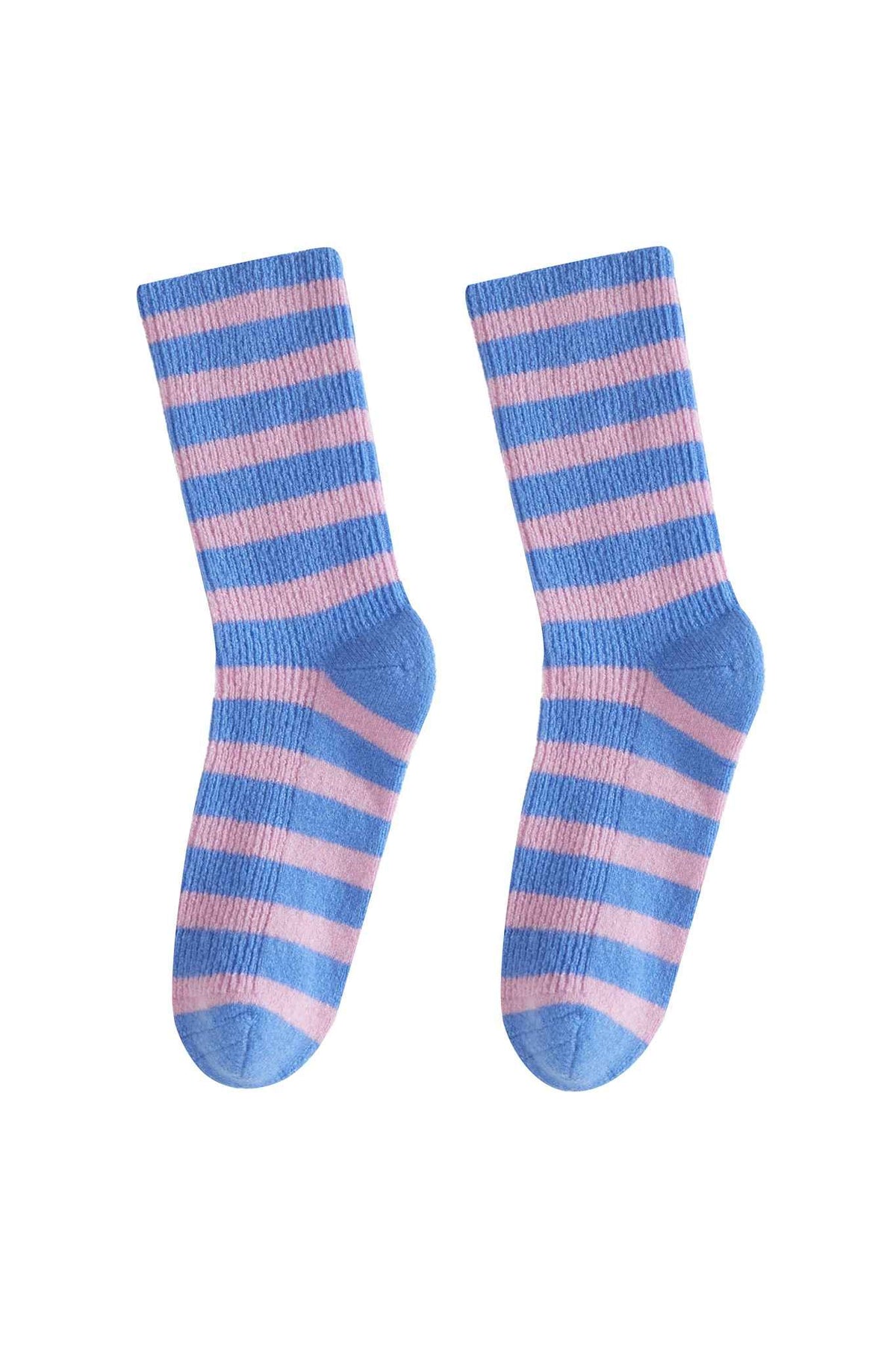 Elsa Socks Cashmere Contrast-Stripe Crew Socks