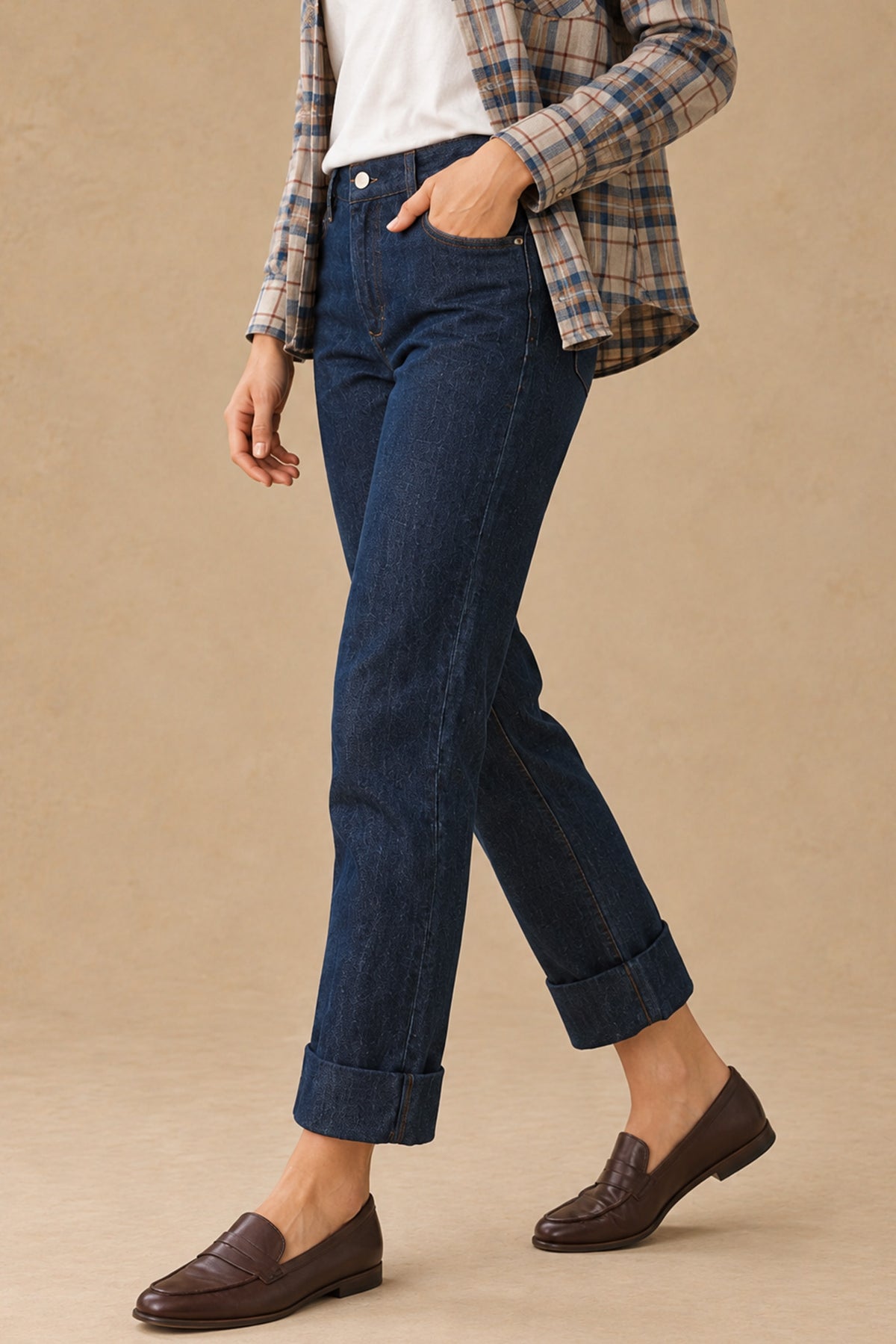 Jodi Cotton / Hemp Silk Cotton Tapered Cuffed Denim Pant