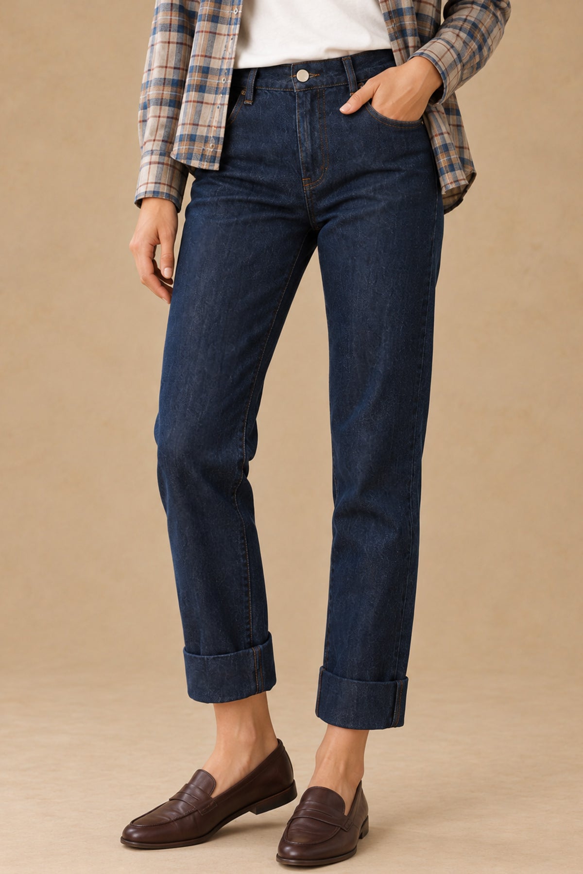 Jodi Cotton / Hemp Silk Cotton Tapered Cuffed Denim Pant