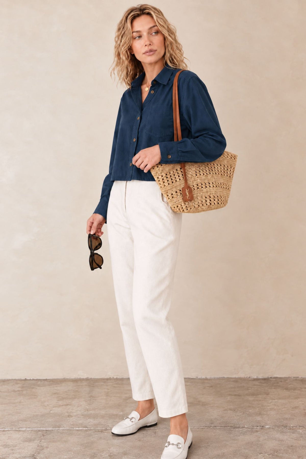 Ashlyn Cropped Boxy Cotton Shirt