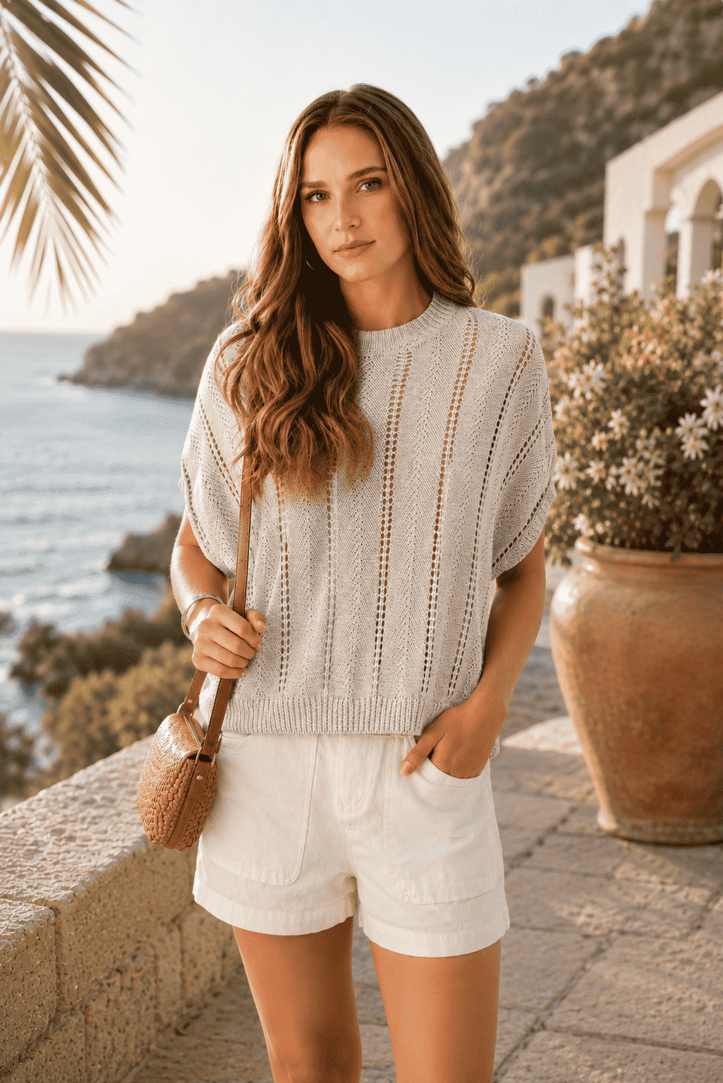 Astrid Sequin Openstitch Knit Vest