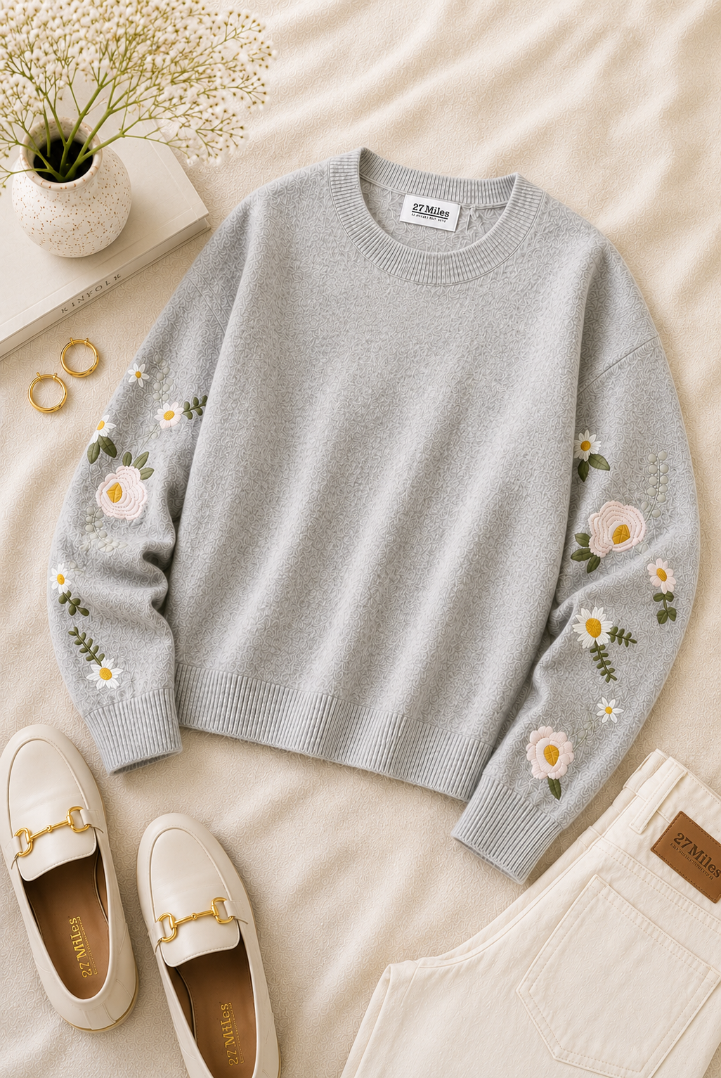 Kara Floral Embroidered Cashmere Sweater