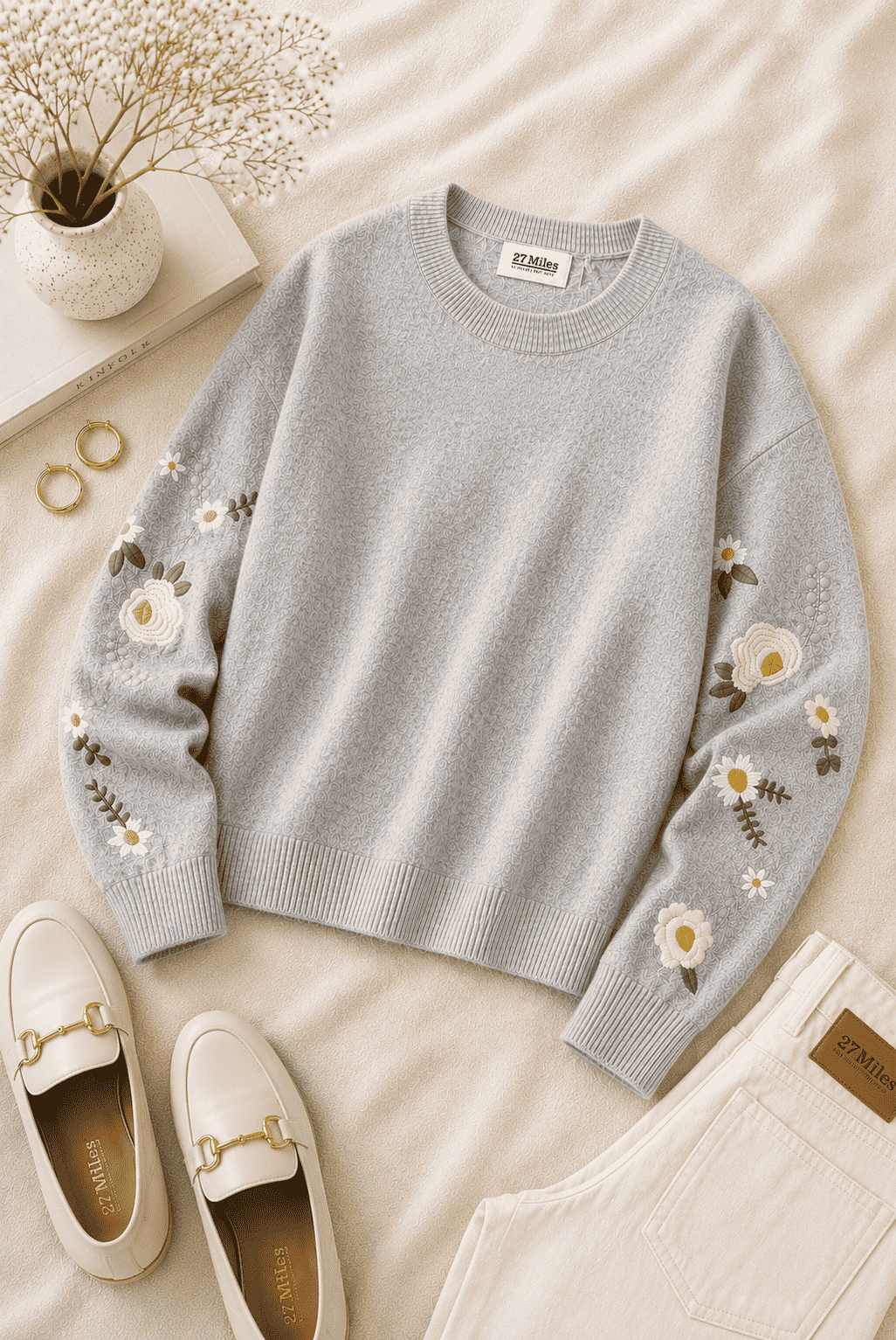 Kara Floral Embroidered Cashmere Sweater