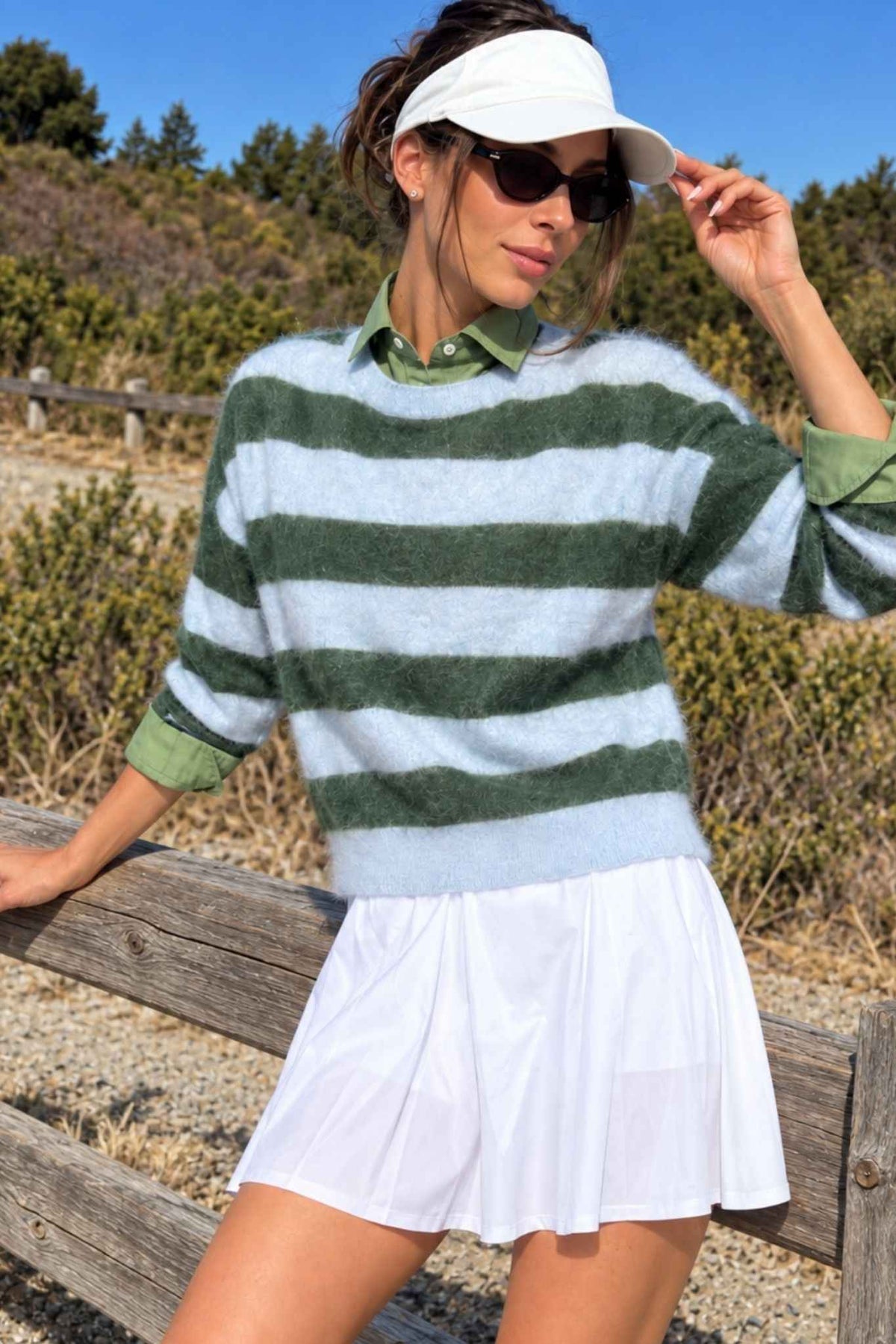 Elidia Fuzzy Striped Cashmere Pullover