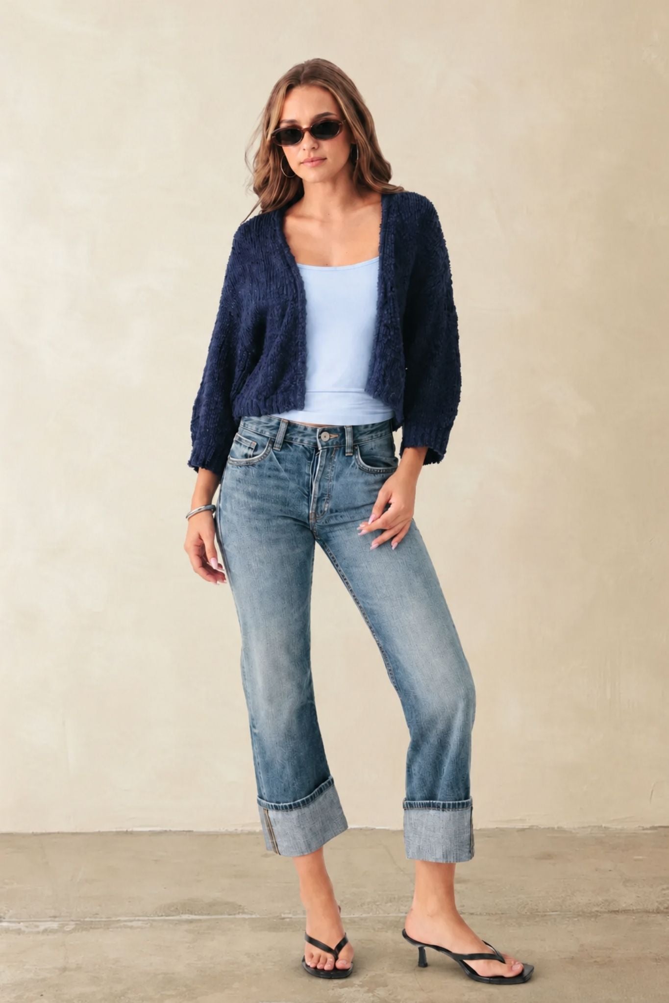 Erin Slub Cotton Open Cardigan