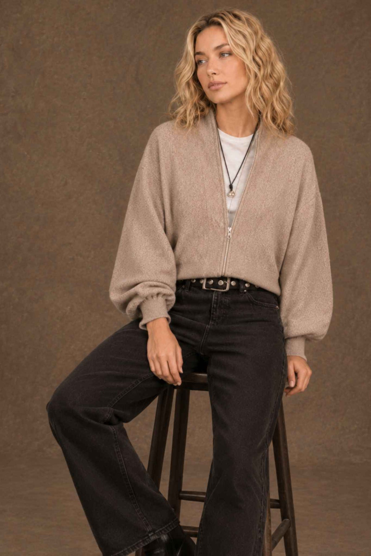 Gayle Cashmere Blend Zip Cardigan