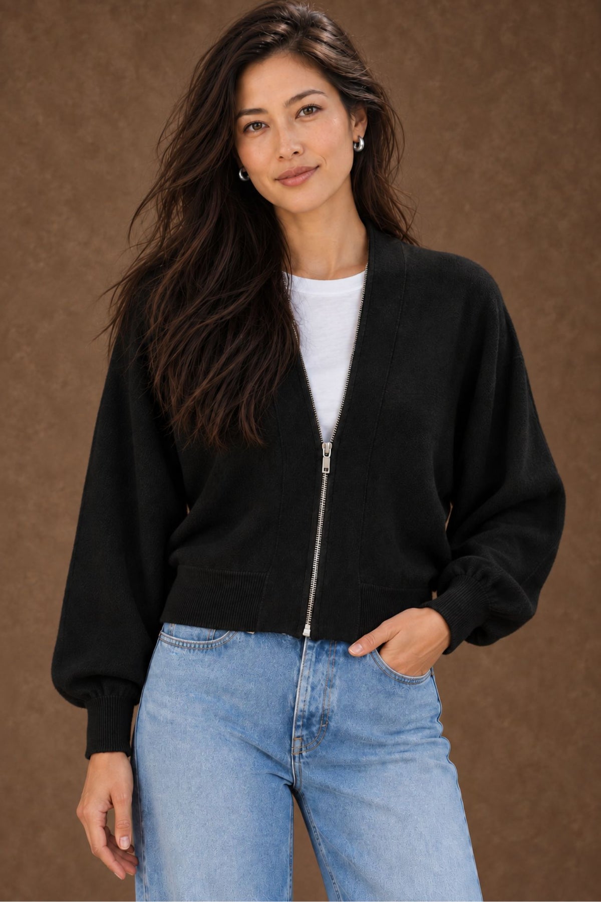 Gayle Cashmere Blend Zip Cardigan