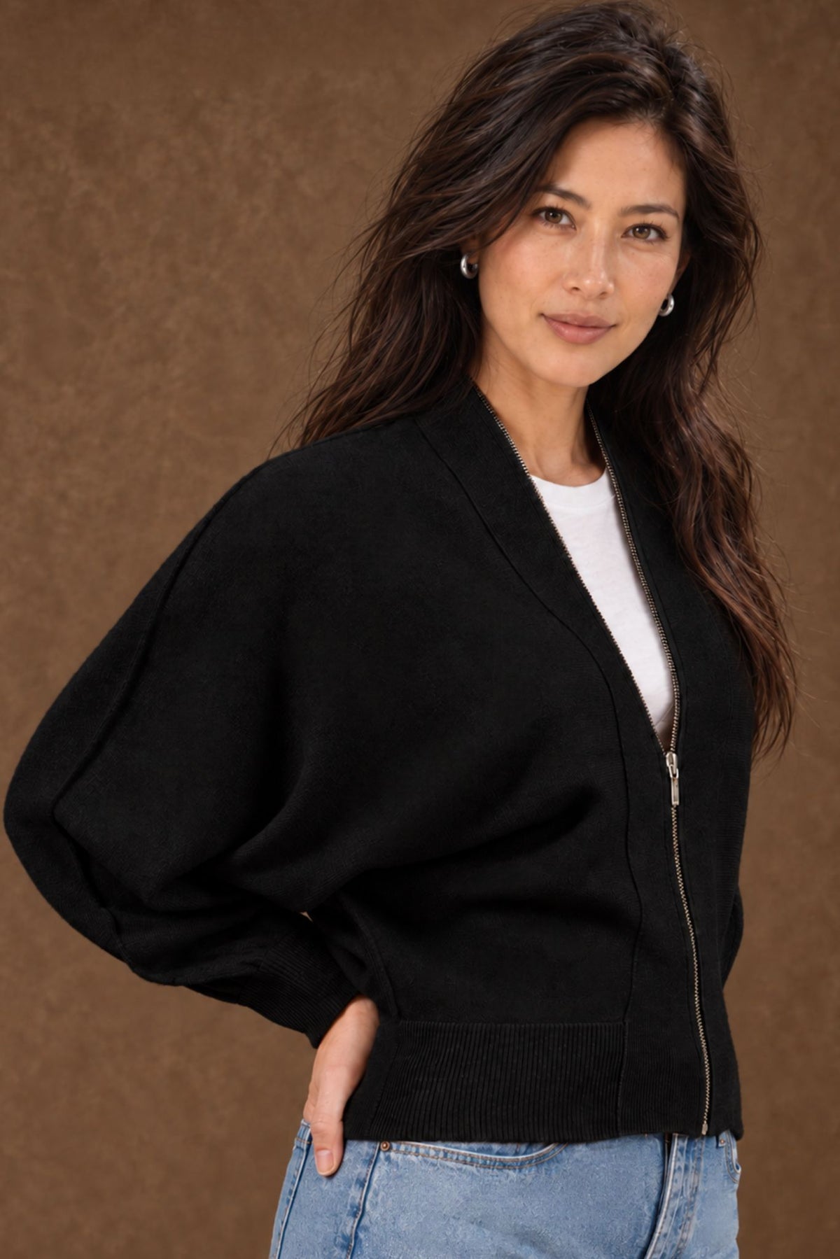 Gayle Cashmere Blend Zip Cardigan