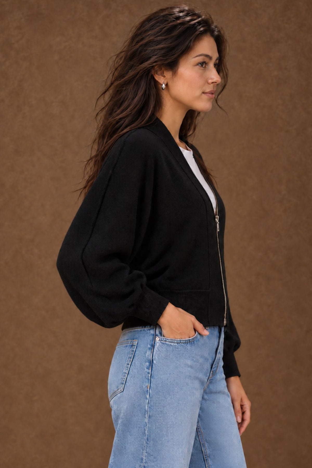 Gayle Cashmere Blend Zip Cardigan