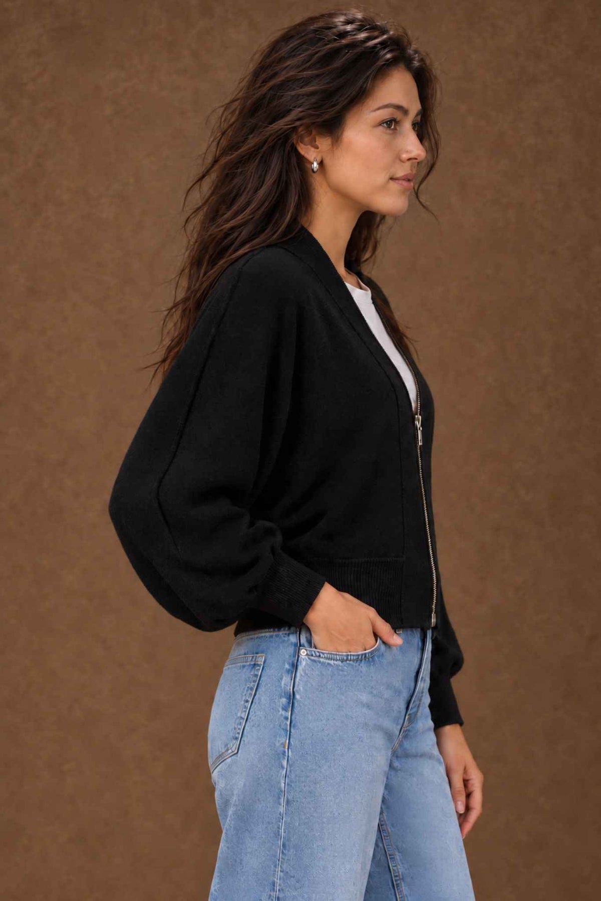 Gayle Cashmere Blend Zip Cardigan