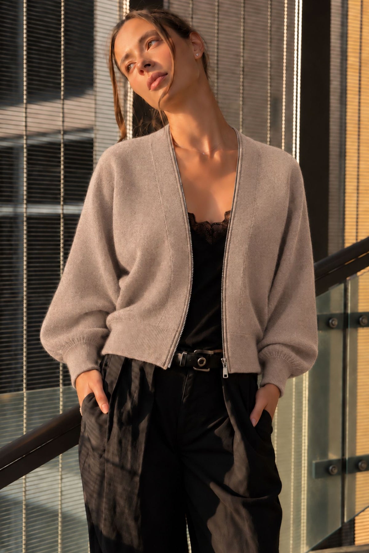 Gayle Cashmere Blend Zip Cardigan