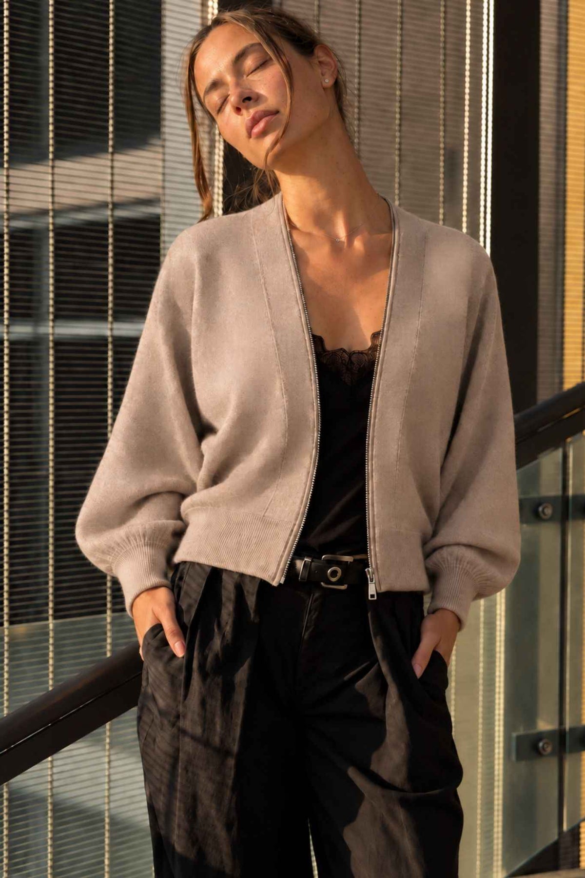 Gayle Cashmere Blend Zip Cardigan