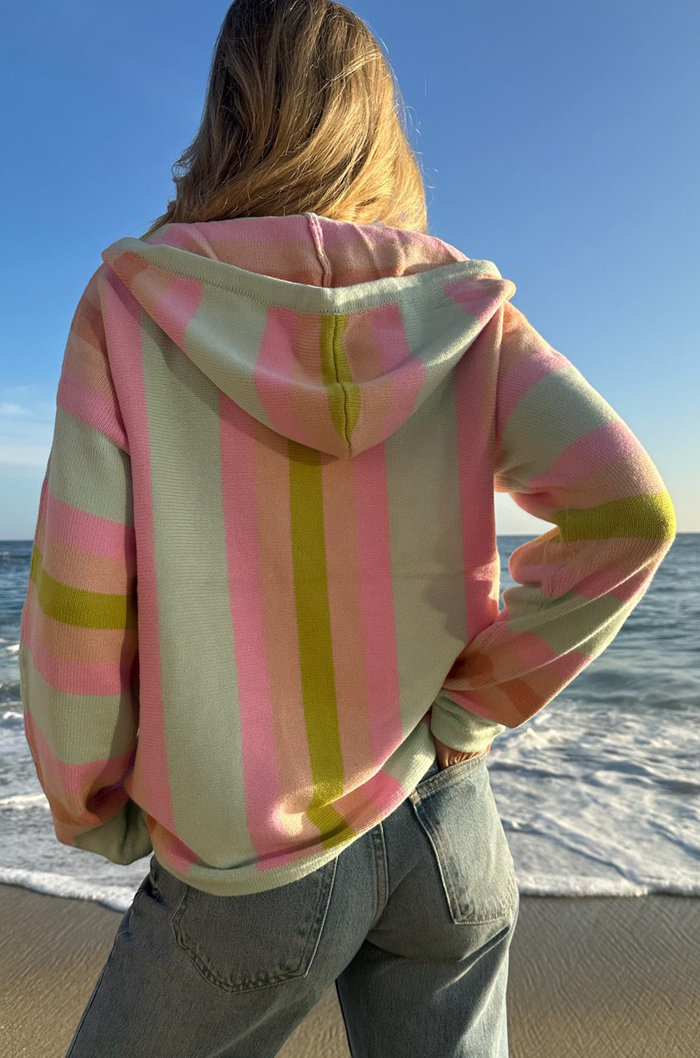 Alani Multi Striped Cotton Baja Hoodie