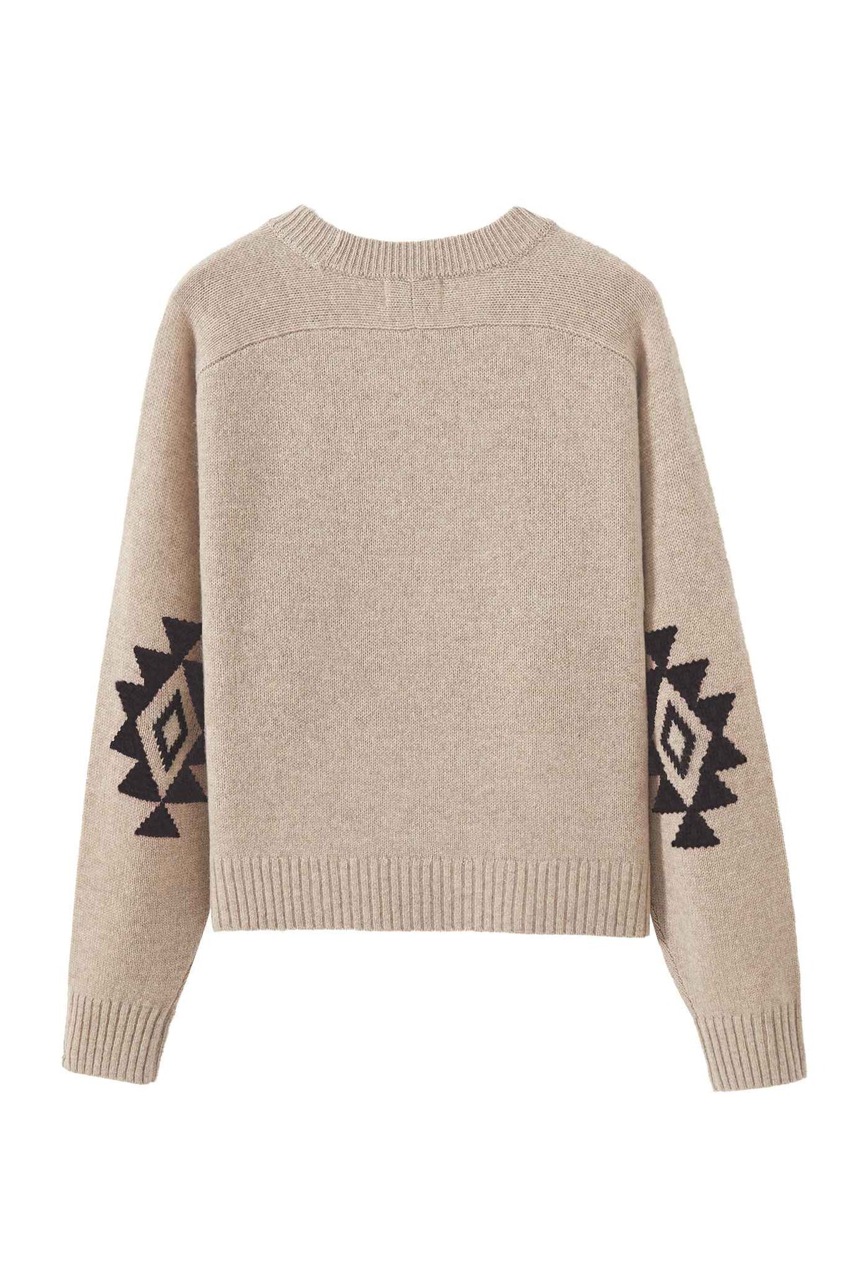 Maty Cashmere Boxy Crew with Navajo Elbow Pattern