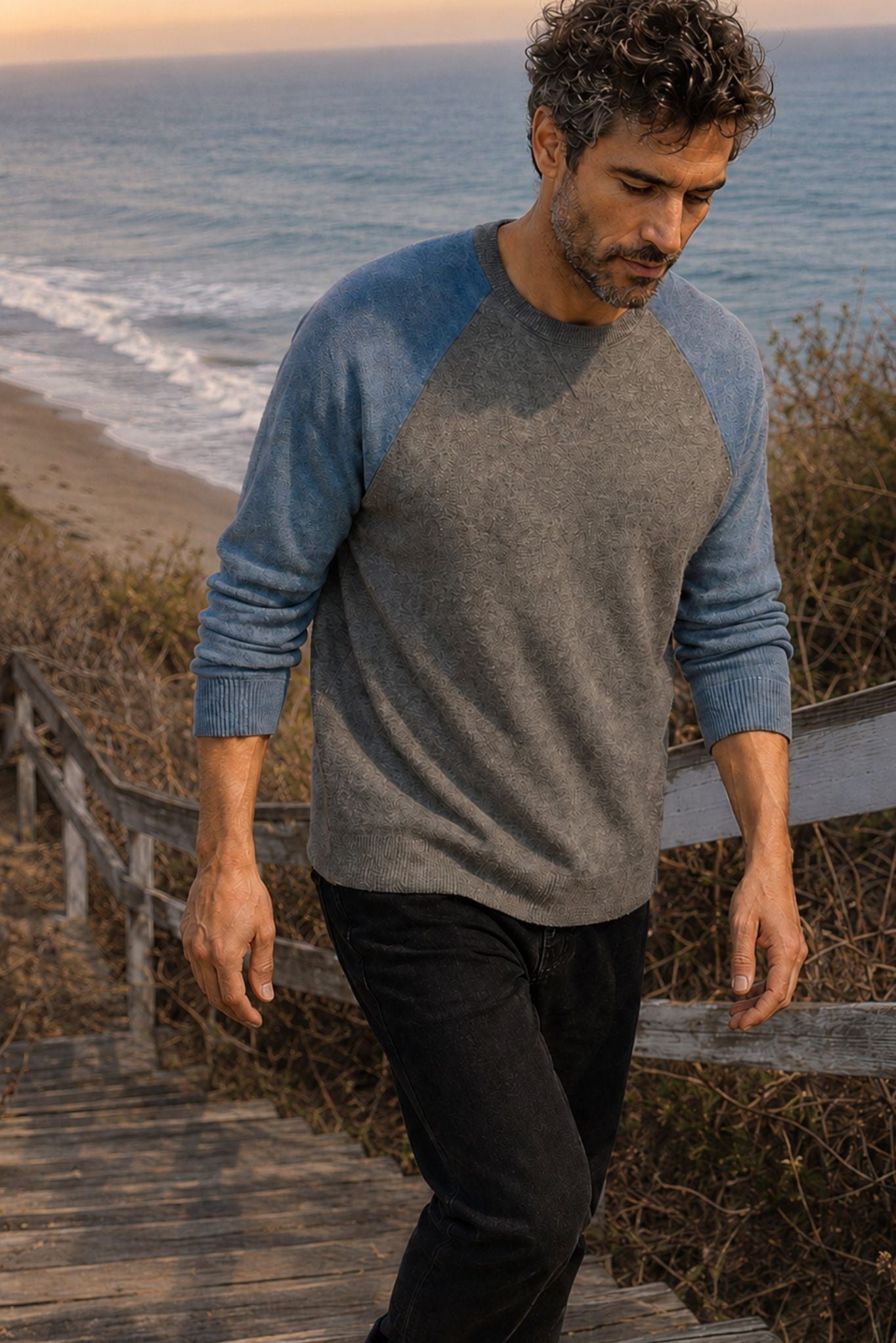Mickey Men's Cashmere Baseball Sweater