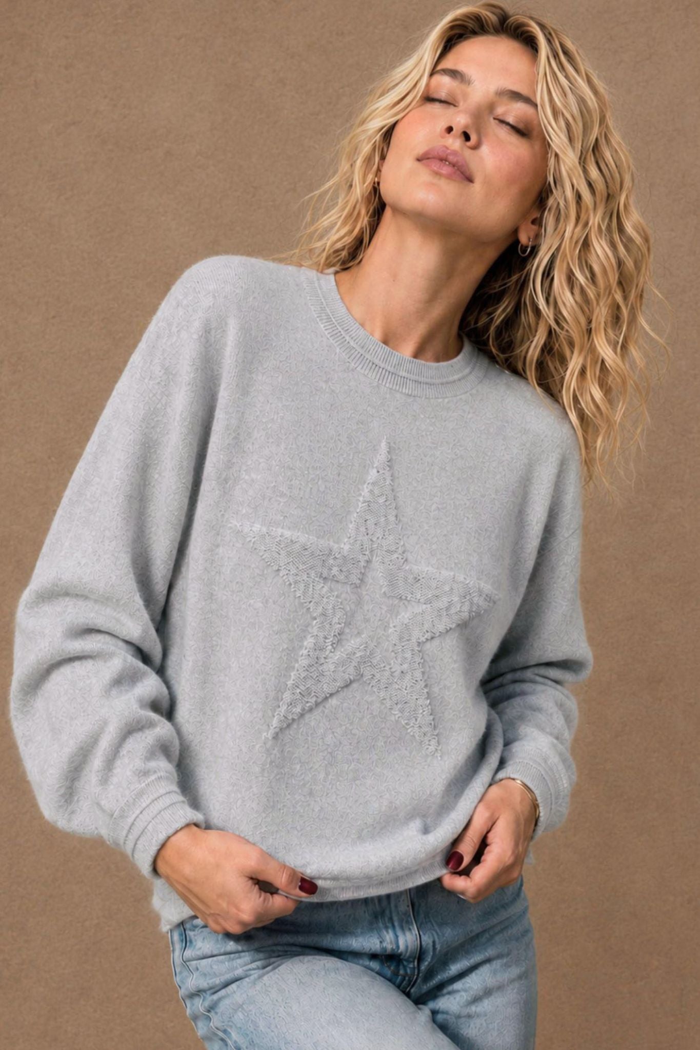 Polly Cashmere Pullover with Boucle Star